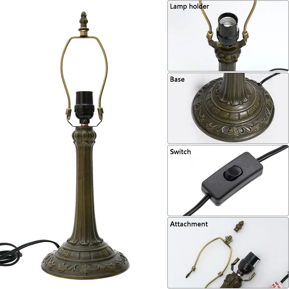 Tiffany Stil Japanische Klassische Tischlampe, 12" Nachttischlampe aus Buntglas, E27, 19" hohes Vintage-Nachtlicht für Büro Wohnzimmer Schlafzimmer Arbeitszimmer