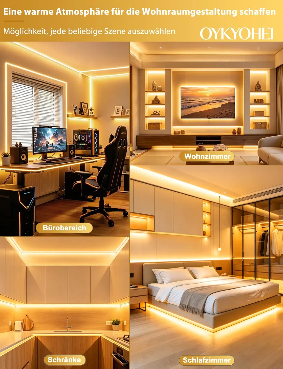 COB LED Streifen, Warmweiss Dimmbar 3M Led Strip mit Fernbedienung, 3000K Selbstklebend Wasserdicht Neon Led Leiste, 10mm Breit, Silikon Flexibel Lichtleiste für TV, Schlafzimmer, CRI90+