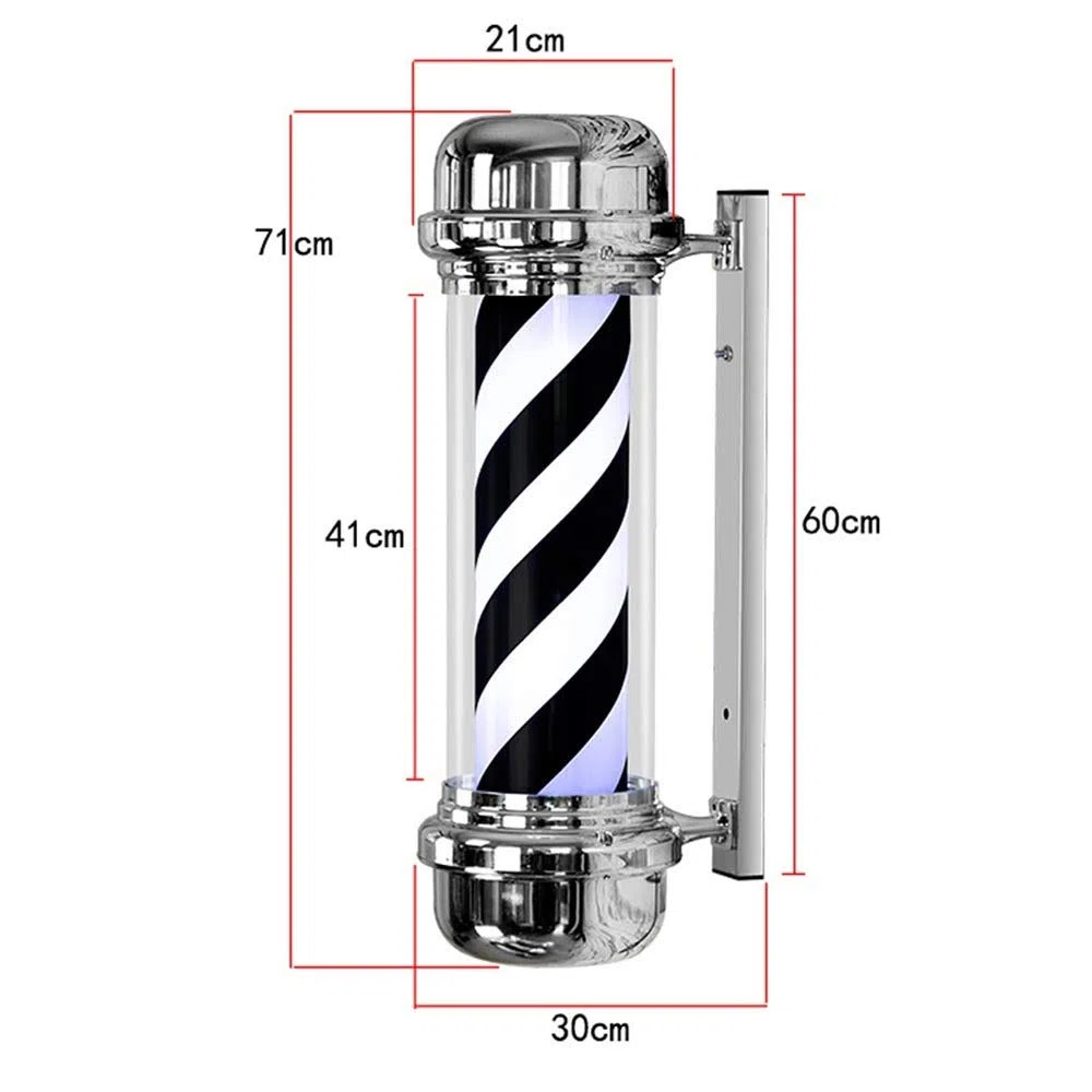 Friseurstangenleuchte, 73 cm, Led-Friseurstange, Friseurstange, Weiß/Schwarz, Rotierende Leuchtstreifen, Wasserdichtes Licht, Friseursalon, Ladenschild, Wandlampe, Außenwandlampe, Dekor