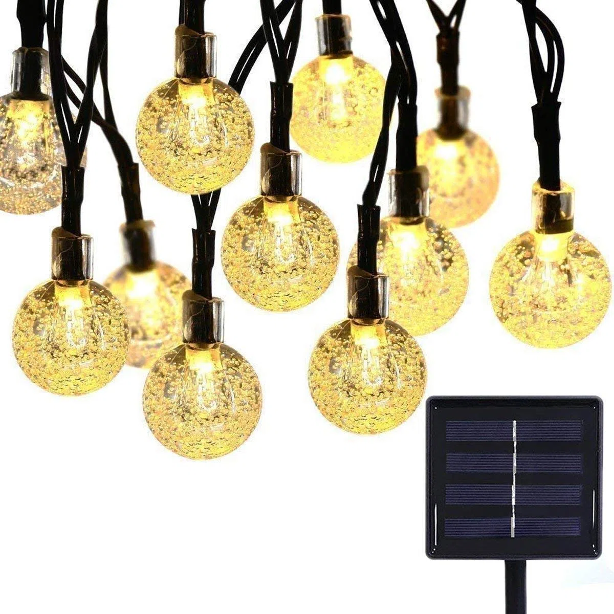 KINGCOO Solar Kristallbälle Lichterkette,6M 30LED Kugel Solar Außenlichterkette Wasserdicht Deko für Garten Party Hochzeit Weihnachtsbeleuchtung (Warmweiß)