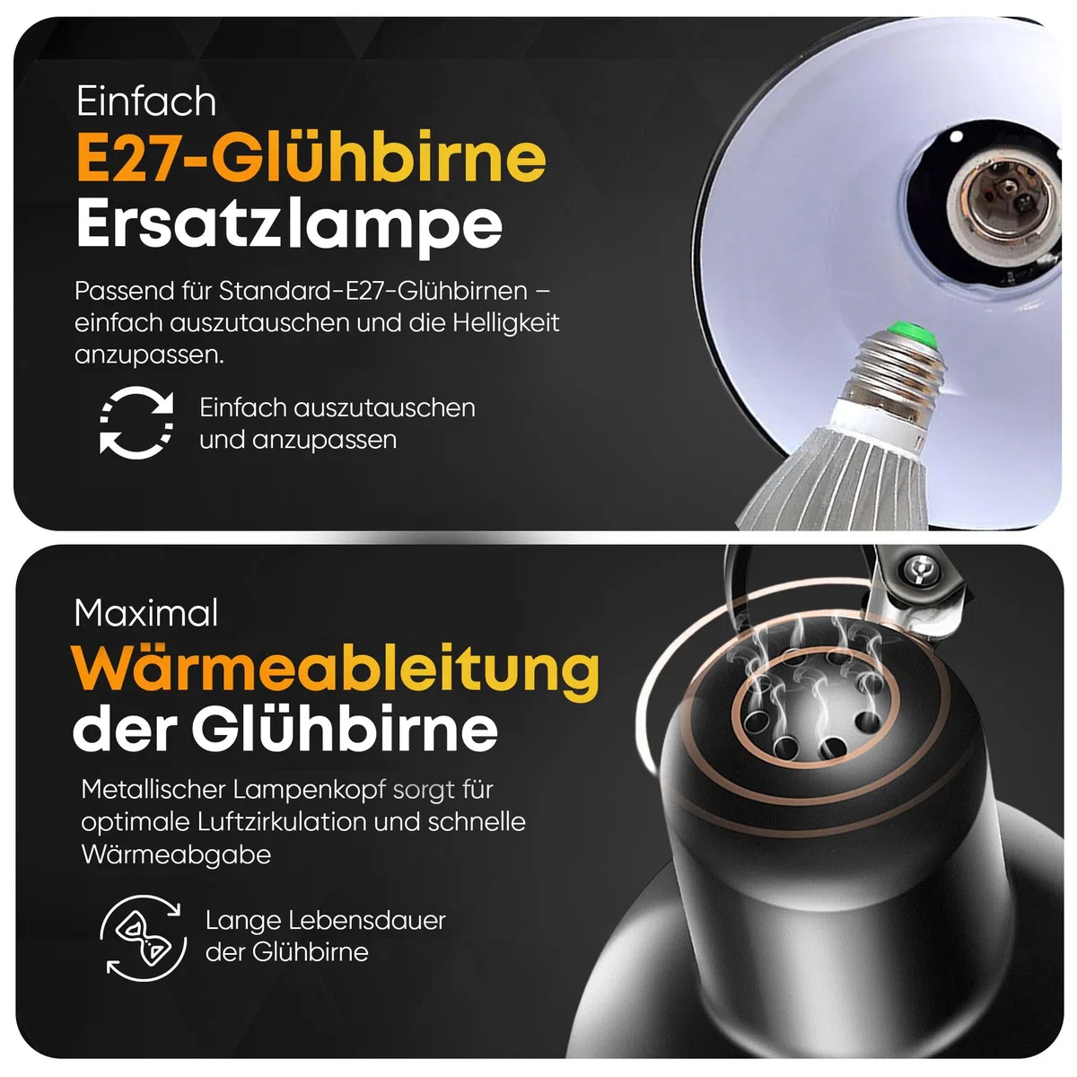 GOODS+GADGETS Retro Arbeitsplatzlampe Leselampe Schreibtischlampe Tischlampe Arbeitsplatz-leuchte Schreibtisch-Leuchte Nachttischleuchte mit Gelenk-Arm aus Metall inkl. LED Glühbirne