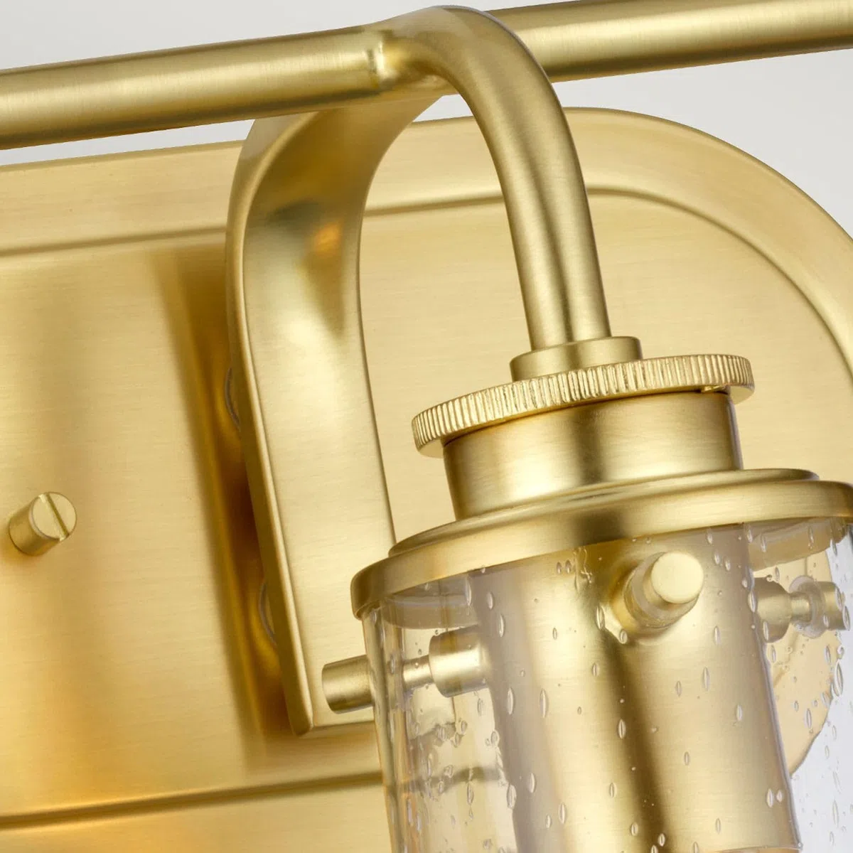 Licht-Erlebnisse Wandlampe Bad Glas Metall 60,3 cm breit IP44 in Messing E27 3-flammig länglich Vintage Badezimmer Lampe Wandleuchte Spiegel innen