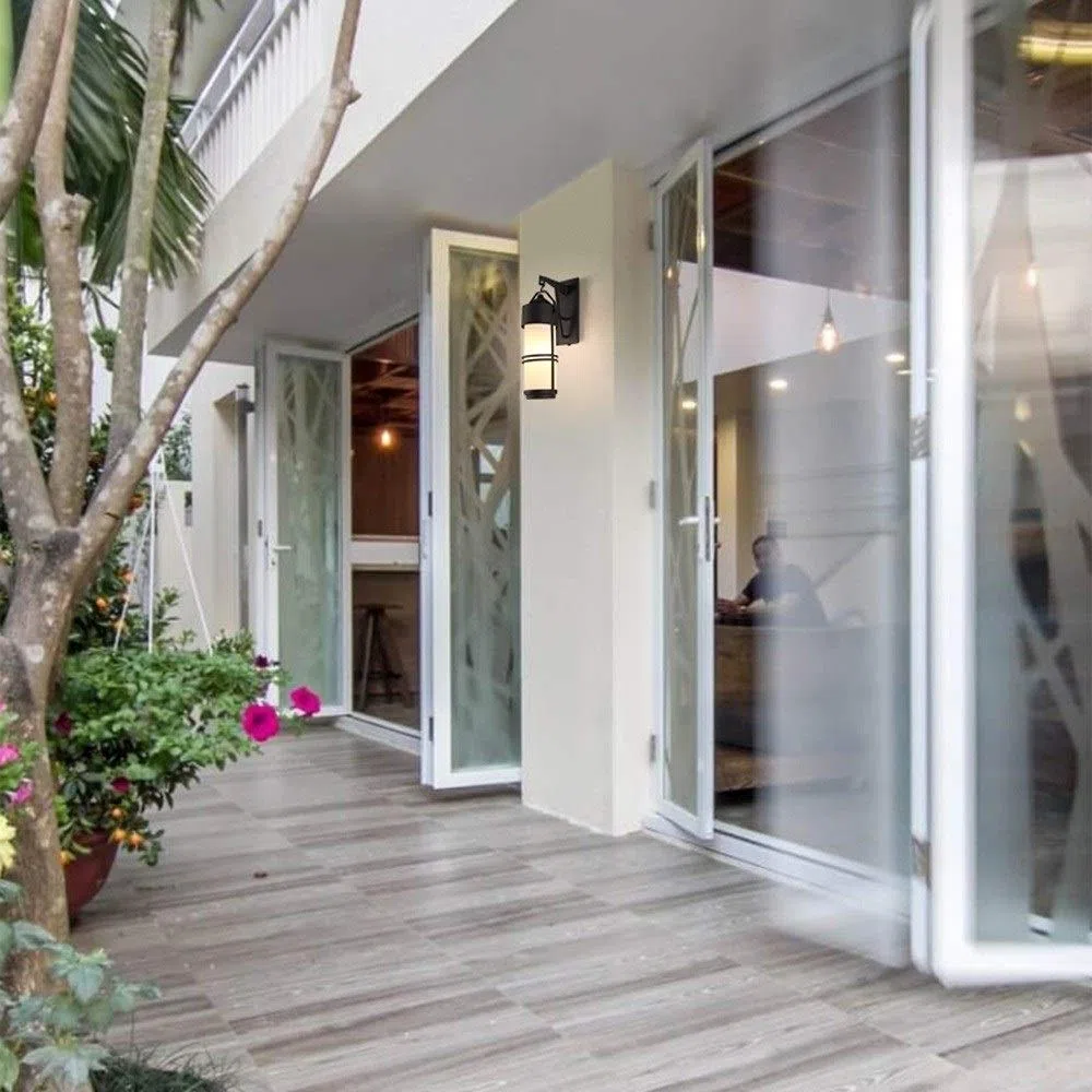Edle Wandleuchte für den Außenbereich, zylindrische Wandlaterne aus Aluminiumdruckguss für die Verandabeleuchtung, mit Schirm aus Milchglas, für Terrasse, Haus, Haustür