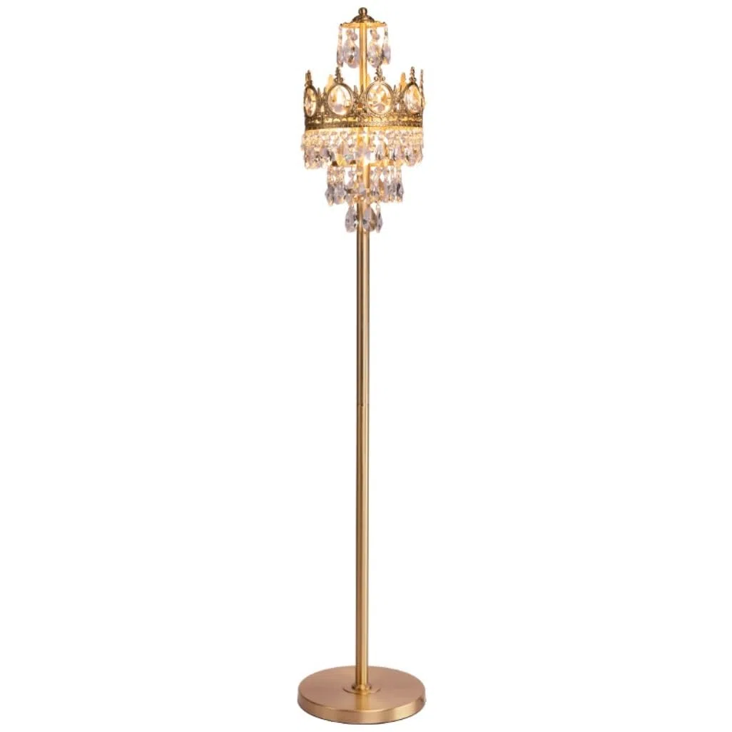 Dimmbare Stehlampe Messing Stehlampe mit Kristallschirm für Wohnzimmer Stehlampe Innen Stehleuchte für Schlafzimmer Stehlampe