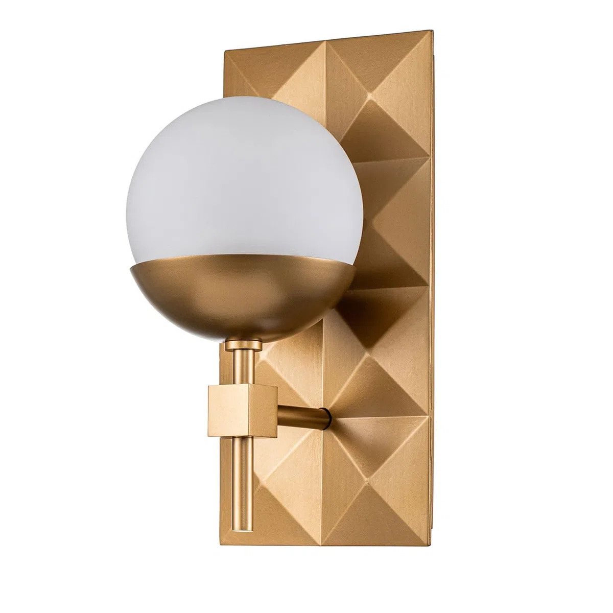 Licht-Erlebnisse Wandleuchte Bad IP44 H: 30.5 cm Glas Metall E14 in Gold Weiß Kugel Schirm Art Déco Wandlampe Spiegel Badezimmerleuchte Wand