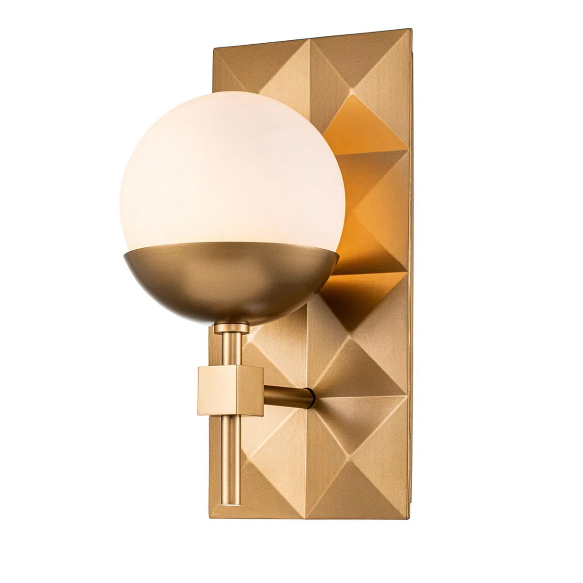 Licht-Erlebnisse Wandleuchte Bad IP44 H: 30.5 cm Glas Metall E14 in Gold Weiß Kugel Schirm Art Déco Wandlampe Spiegel Badezimmerleuchte Wand