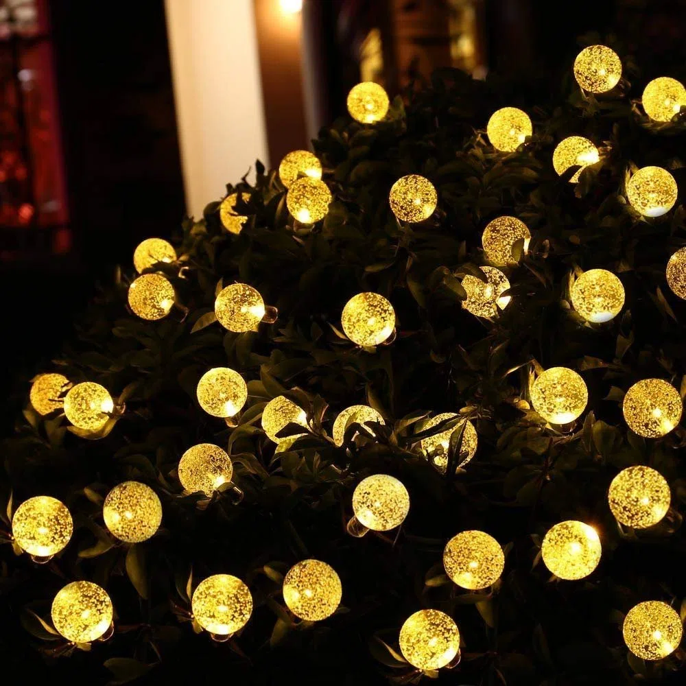 KINGCOO Solar Kristallbälle Lichterkette,6M 30LED Kugel Solar Außenlichterkette Wasserdicht Deko für Garten Party Hochzeit Weihnachtsbeleuchtung (Warmweiß)