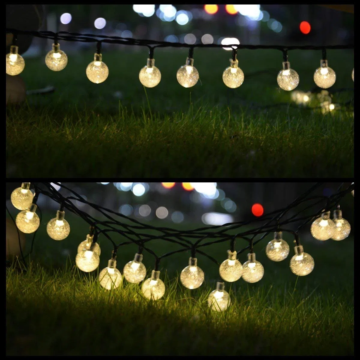 KINGCOO Solar Kristallbälle Lichterkette,6M 30LED Kugel Solar Außenlichterkette Wasserdicht Deko für Garten Party Hochzeit Weihnachtsbeleuchtung (Warmweiß)