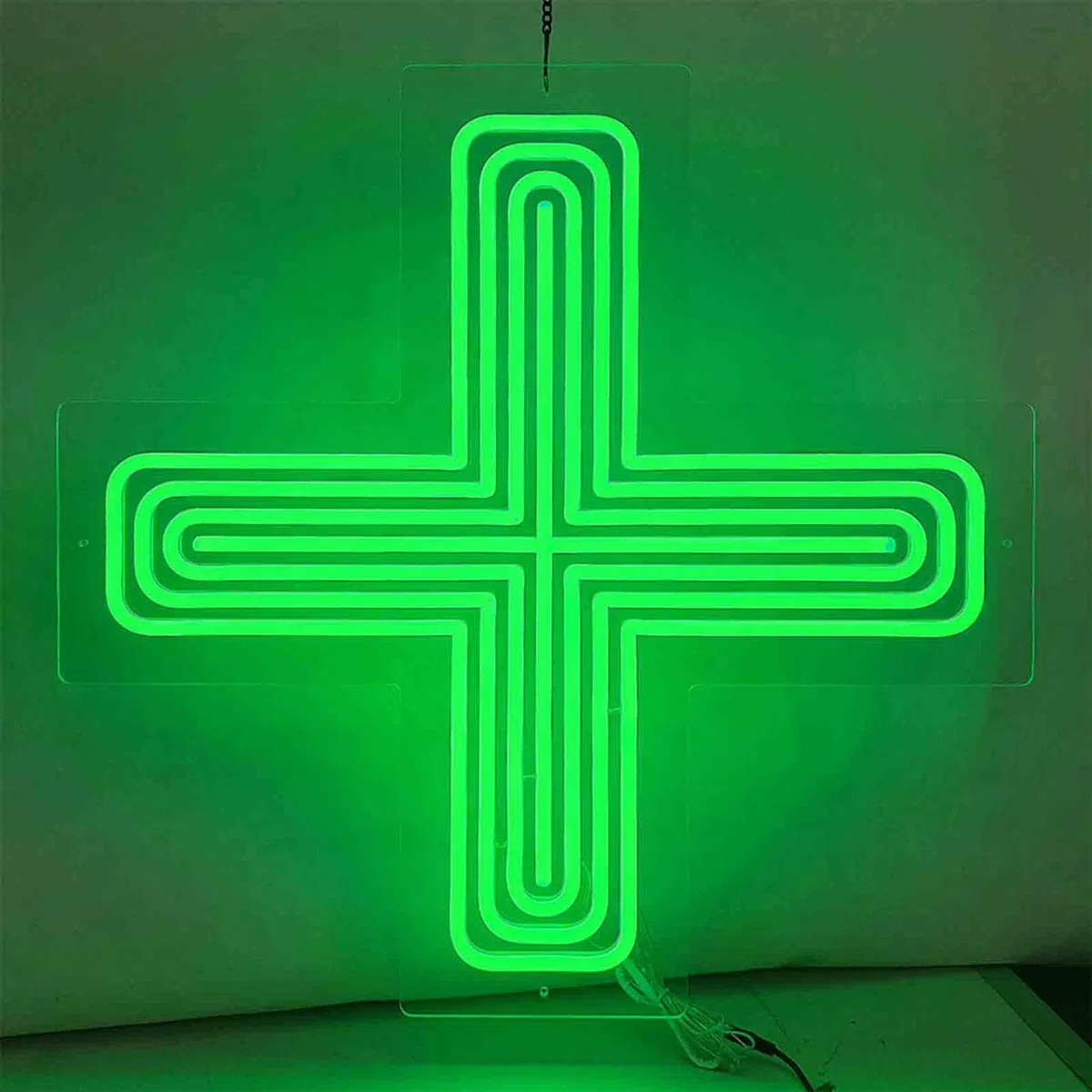 LED-Schild „Medical Cross“ für Apotheken, Acryllampe in Form eines Apothekenkreuzes, Neonschild „Open“ für Wanddekoration, 2 einstellbare Betriebsmodi,48 * 48CM