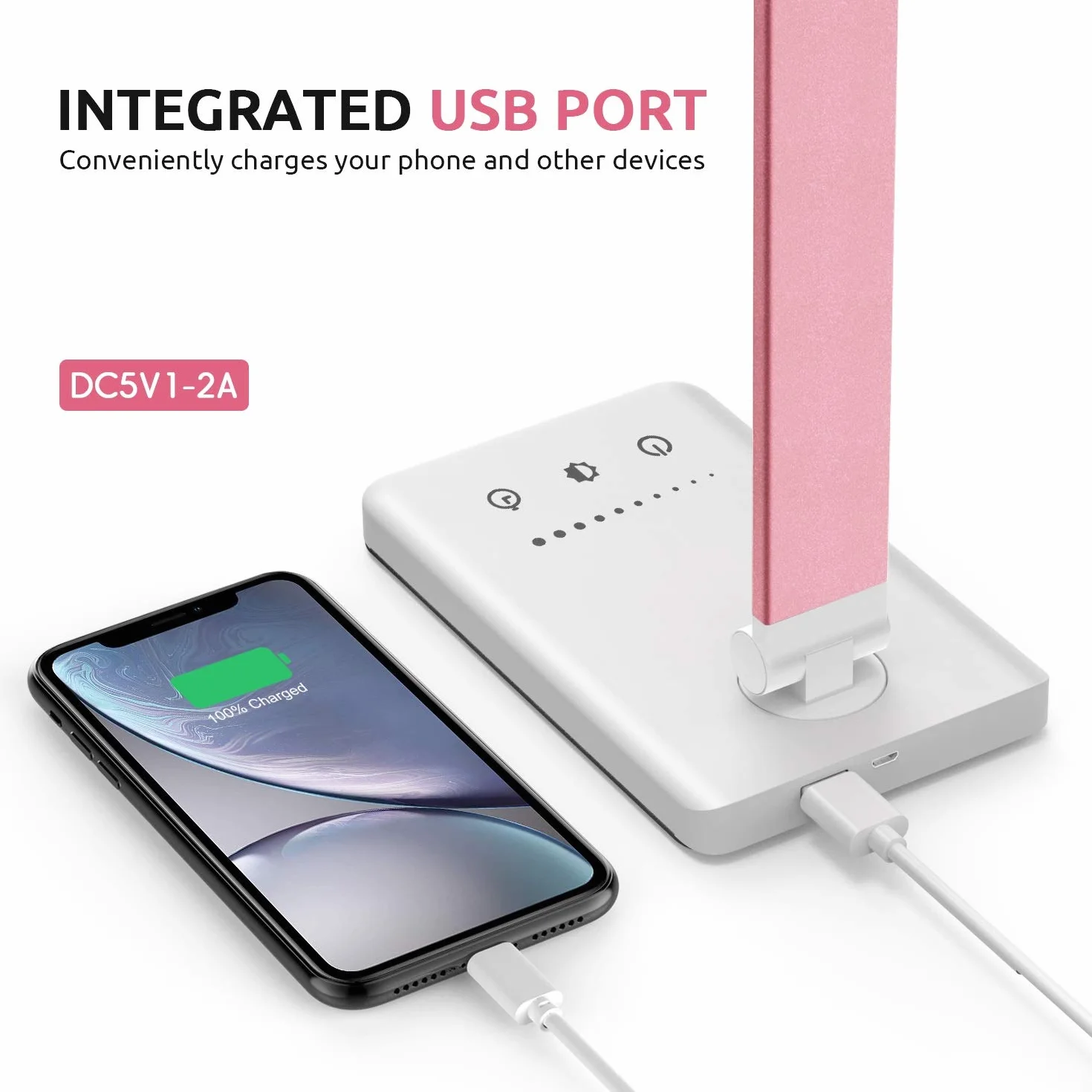 Chesbung Rosa Schreibtischlampe LED Dimmbare Tischleuchte, 5 Farb und 10 Helligkeitsstufen, Augenschutz Tischlampe für Kinder, Touch-Bedienung, Faltbar, Nachttischlampe mit 2500mAH Eingebaute Batterie