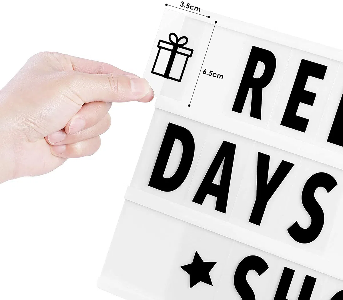 SHYOSUCCE LED Lightbox mit 16 Farbwechsel, 4 Blitzmodi, 262 Buchstaben,85 Emojis, Symbolen Ä Ö Ü ß, Batterie und USB Betrieben, A4 Leuchtkasten für Hochzeiten Geburtstagsfeie Party KTV Bar
