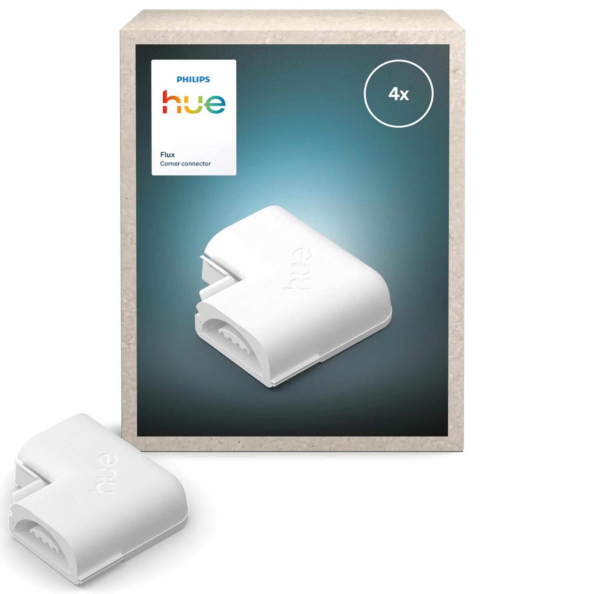 Hue Flux LED-Strip Light-Eckverbinder, Zubehör, 90-Grad-Verlängerung, flexible Innenbeleuchtung, gleichmäßiges Licht, einfache Installation, 4er-Pack