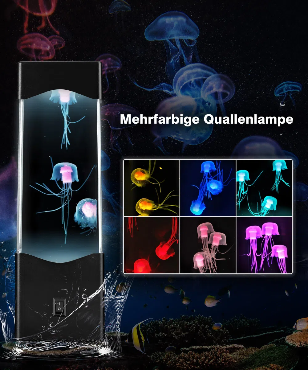 Quallen Lampe Lavalampe, Quallenlampe Schwebende Quallen Lampe Farbwechsel LED Jellyfish Lamp Quallen Aquarium Stimmungslampe Dekoration, Weihnachtsgeschenke für Männer Kinder Erwachsene