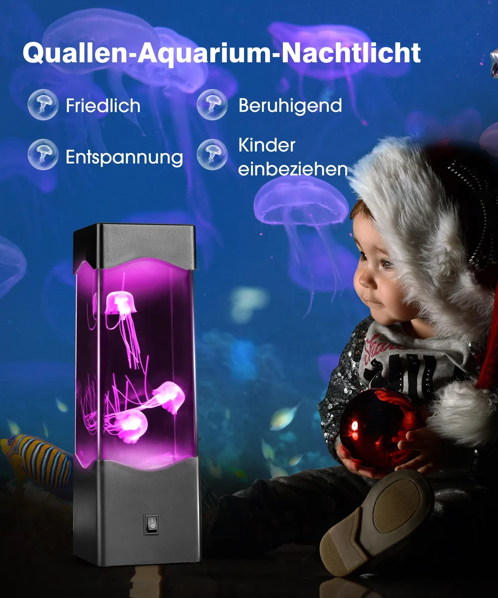 Quallen Lampe Lavalampe, Quallenlampe Schwebende Quallen Lampe Farbwechsel LED Jellyfish Lamp Quallen Aquarium Stimmungslampe Dekoration, Weihnachtsgeschenke für Männer Kinder Erwachsene
