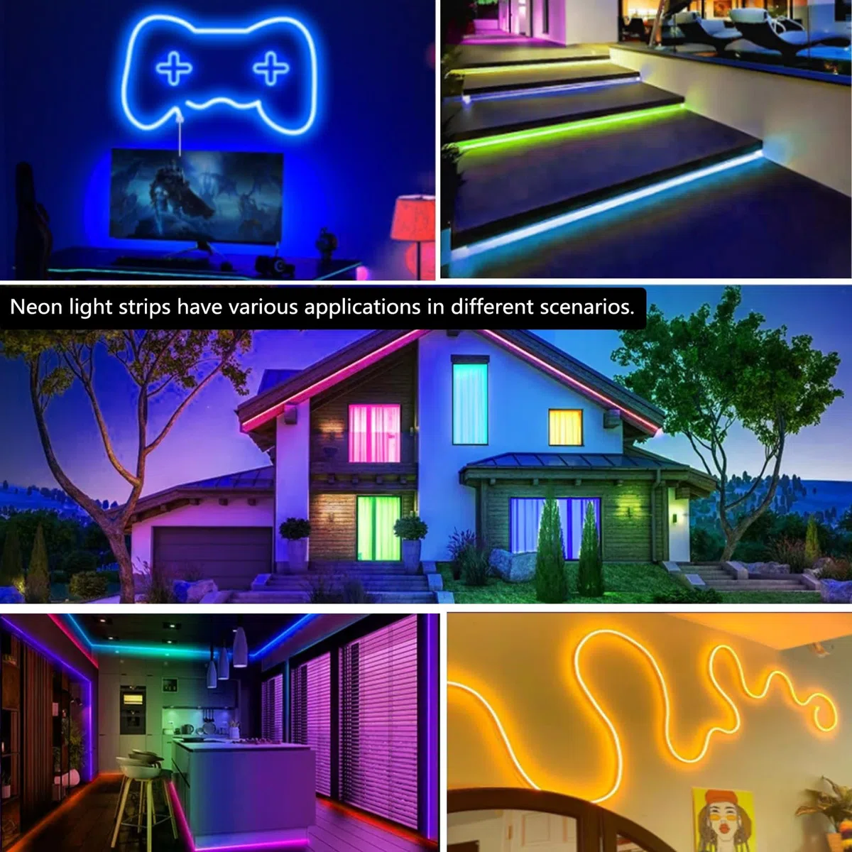 15m/50Ft LED Neon Seillichter, Steuerung mit App/Fernbedienung, Musik Sync, Flexibles LED Seillicht, Mehrere Modi, IP65 Outdoor RGB Neonlichter Wasserdicht