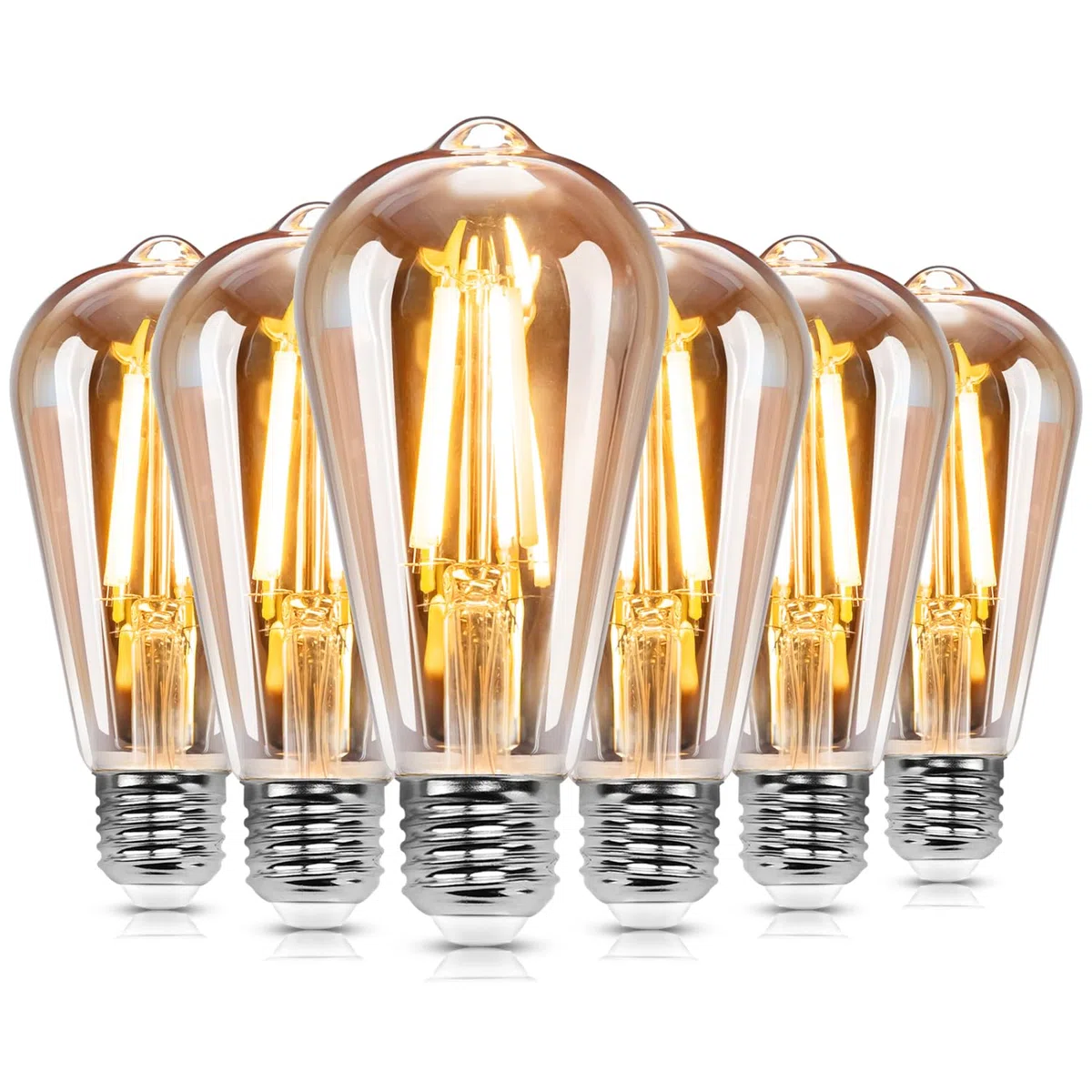LED lampe ST64,Edison Vintage Lampen E27 8W=109W,Antike Glühlampe, warmes licht 2200K, 1680LM Dekorative Glühbirne, Ideal für Nostalgie und Retro Beleuchtung im Haus Café Bar-6 Stück