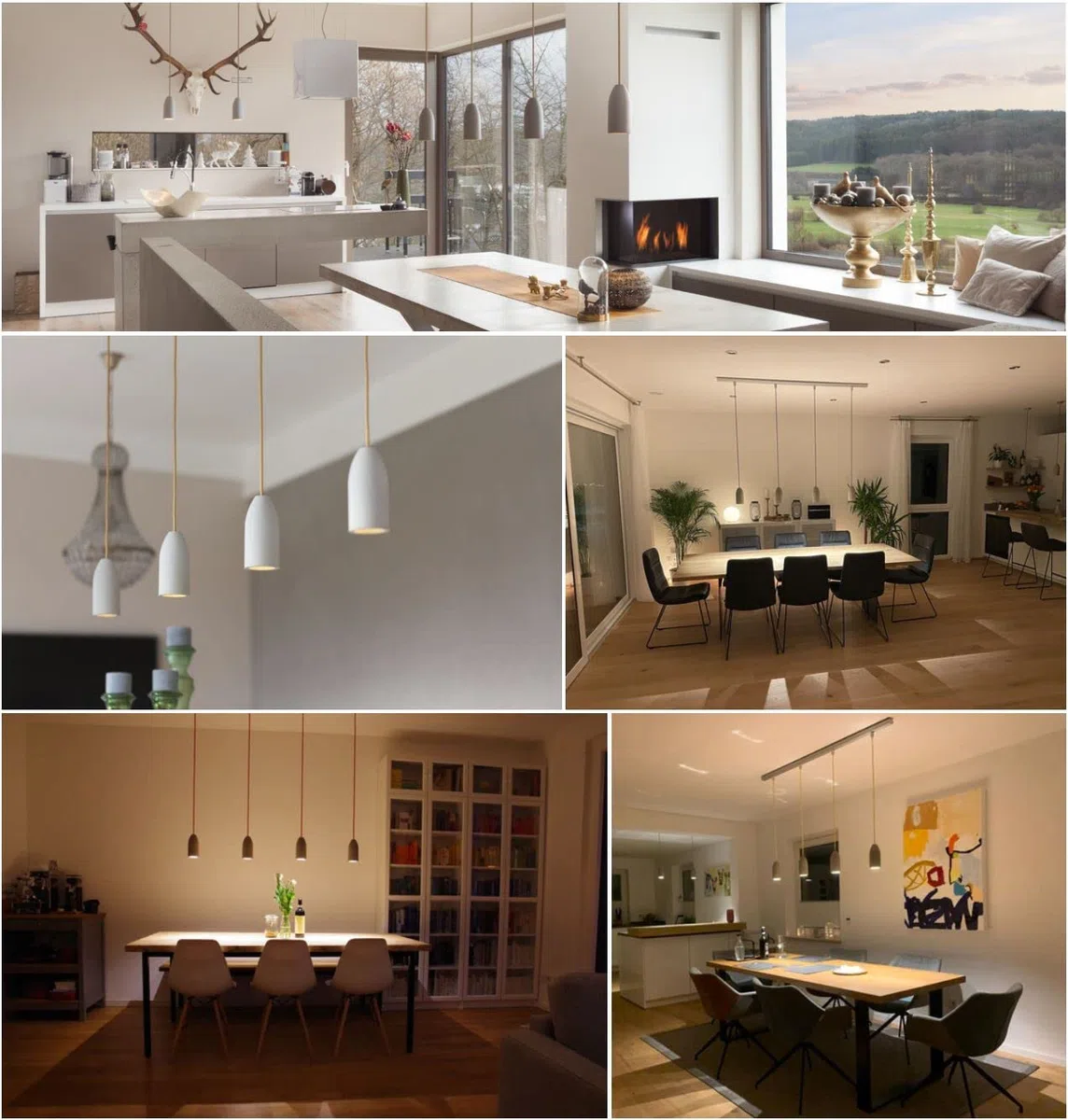 4er Betonlampe light edition mit Textilkabel Kiesel, Lampe Wohnzimmer Hängeleuchte