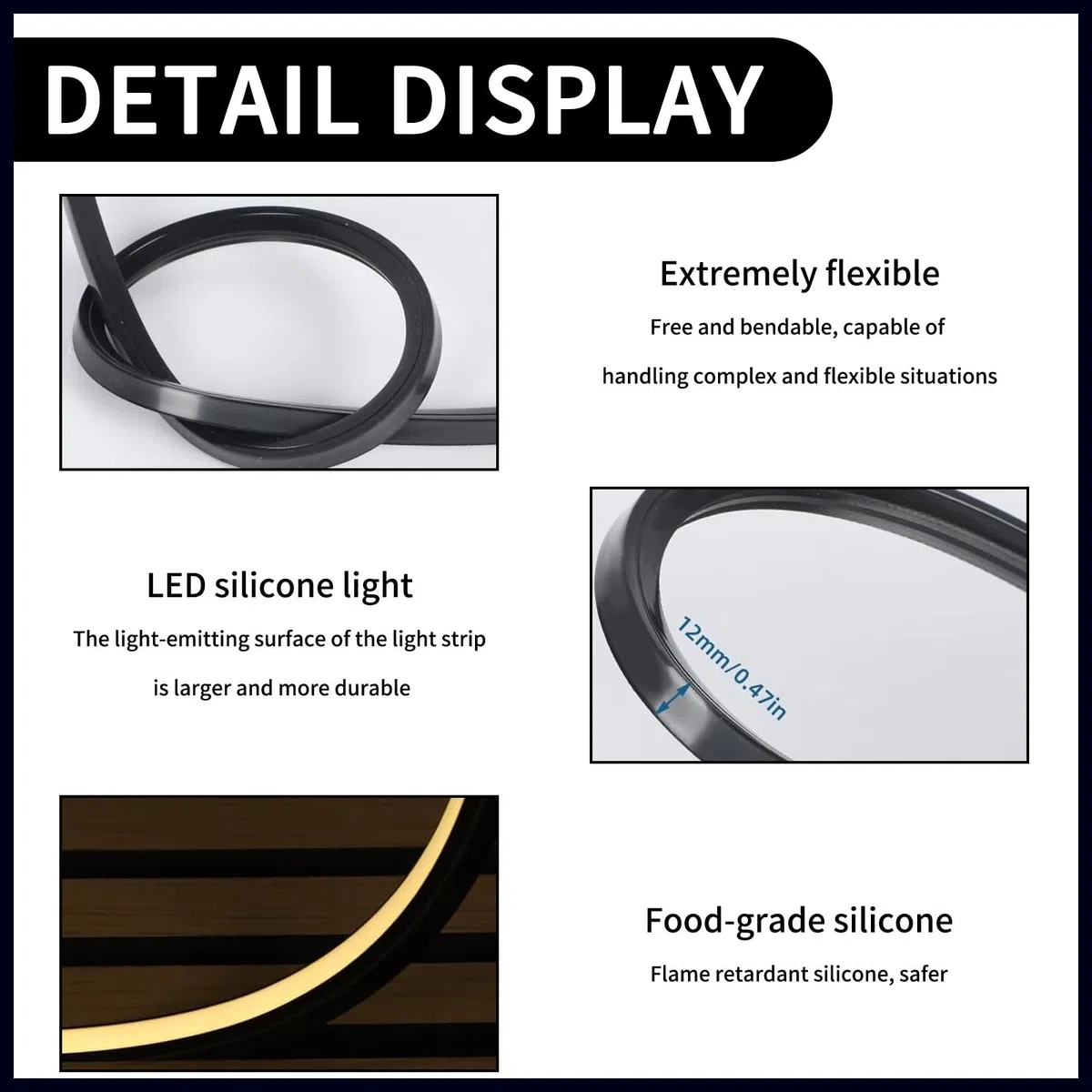 LED Streifen,LED Schiene 8m,Akustikpaneele LEDs Streifen,Flexibles Silikon LED Profil,LEDs Profil Silikon,IP65 Wasserdicht LED Kanal Diffusor,für Decke Wand TV Akustikpaneel Beleuchtung