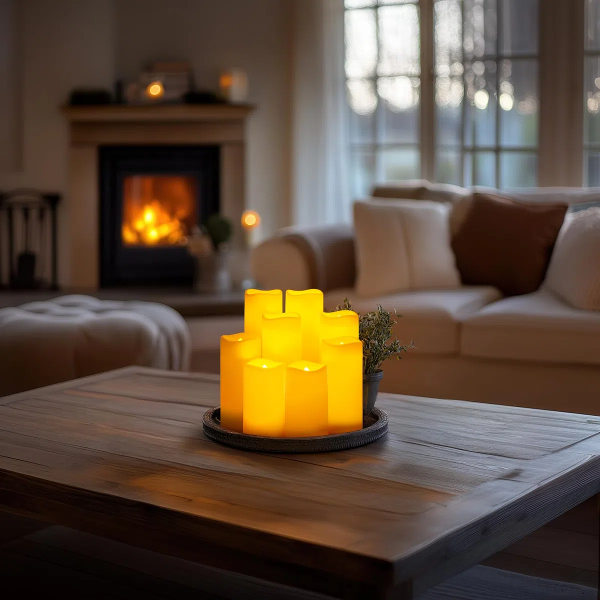 Homemory Flackernden Flammenlose Kerzen, Outdoor Wasserdicht Batterie Betriebene LED Kerzen mit Fernbedienung Timer, Elektrische Gefälschte Kunststoff-Kerzen, Elfenbein, 8er-Set