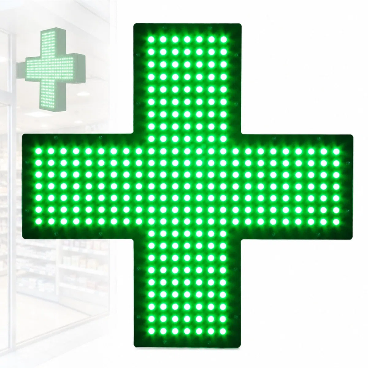 Apotheken-Kreuzleuchte, LED-Kreuzleuchte Für Medizinische Zwecke, 48 X 48 cm, Grünes Blendfreies LED-Panel, Wasserdicht, 3 Lichtmodi Für Apotheken