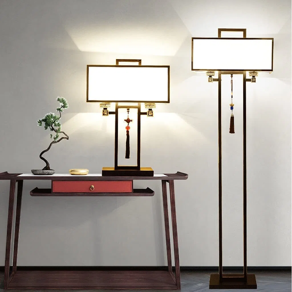 Sanftes Licht Simple Designs Stehlampe 3er-Pack Lampen-Set Eisen-Tisch- und Stehlampen-Set mit Lampenschirm aus Stoff Vintage-Aufbewahrungslampe Kreativ