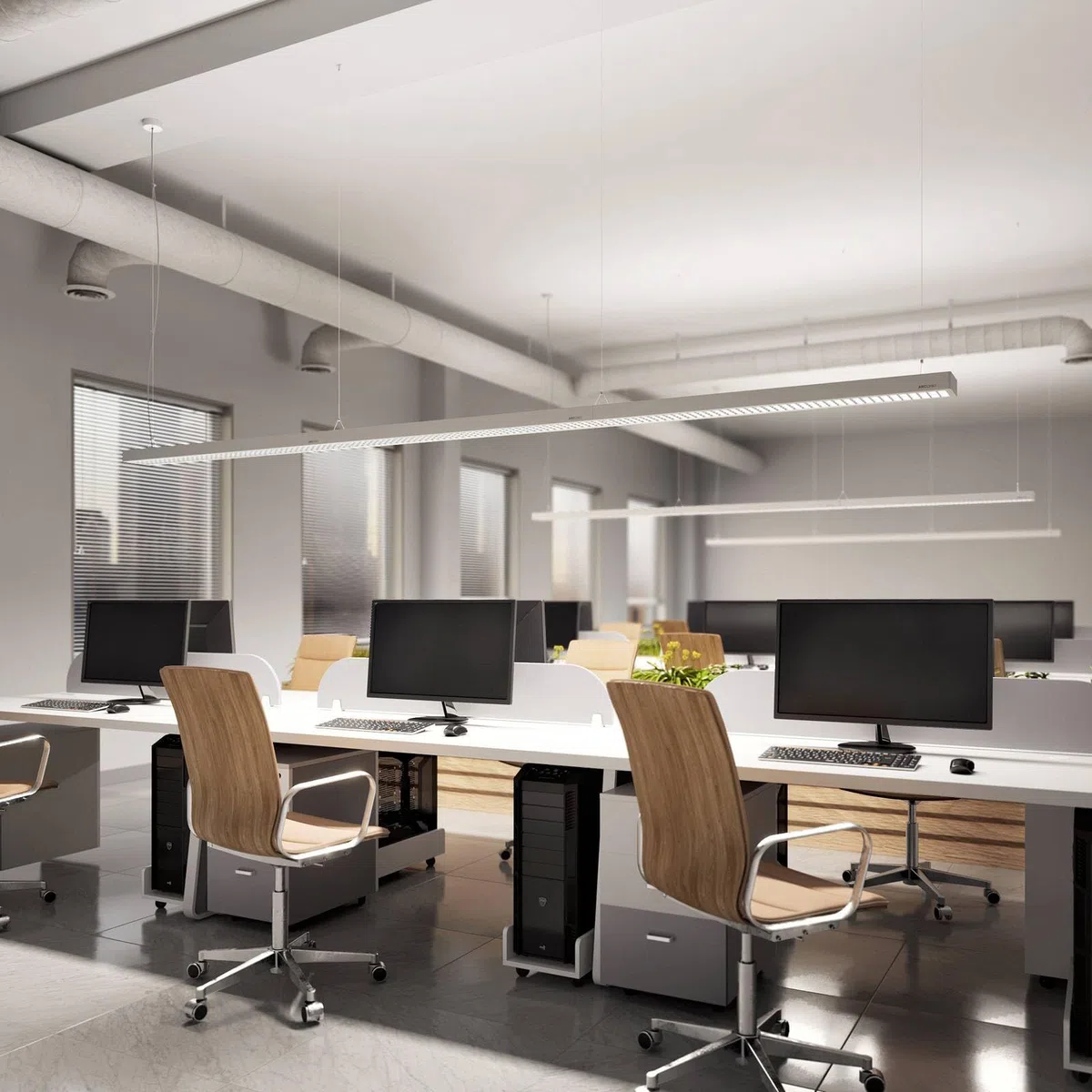 Arcchio LED Büroleuchte Susi (Modern) in Alu aus Aluminium (2 flammig,) - Bürolampe Arbeitsplatzlampe Hängeleuchte Pendelleuchte Deckenleuchte Arbeitszimmerleuchte