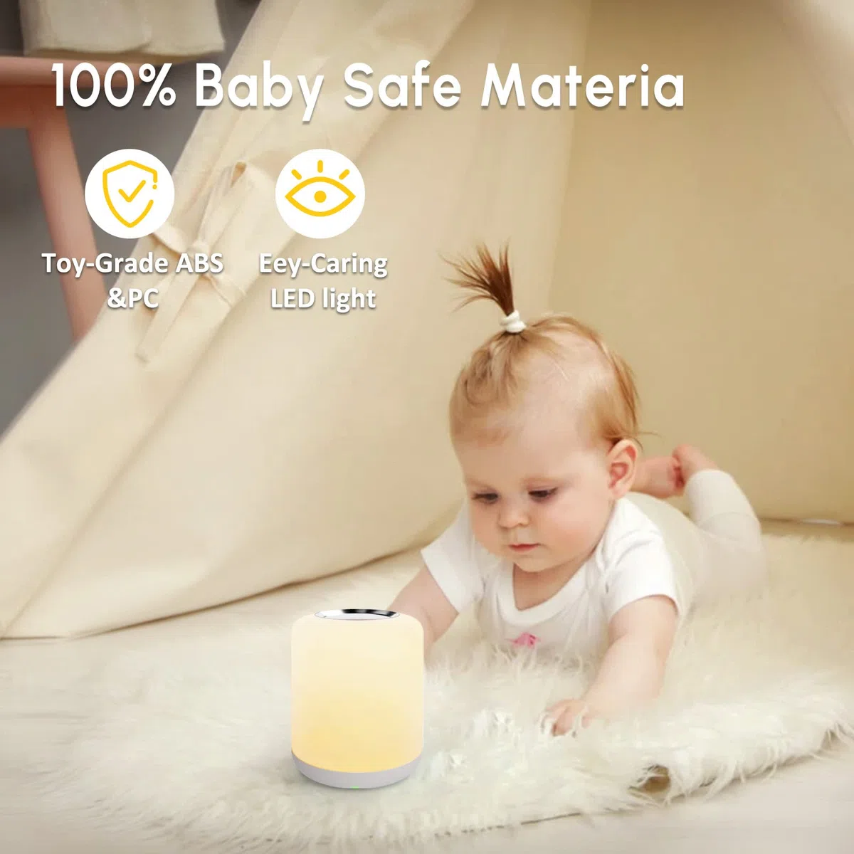 SOLIDEE Nachttischlampe Touch Dimmbar,LED Nachtlicht Baby,mit 256 RGB Warmweißes Tischlampe, Nachtlicht Batterie USB-Aufladung,1-Stunden-Timer fur Schlafzimmer/Wohnzimmer/Kinder/Erwachsene