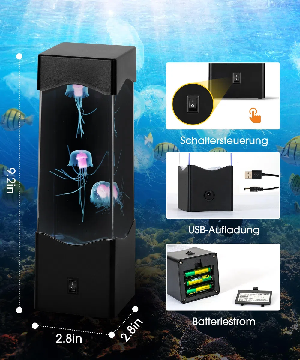 Quallen Lampe Lavalampe, Quallenlampe Schwebende Quallen Lampe Farbwechsel LED Jellyfish Lamp Quallen Aquarium Stimmungslampe Dekoration, Weihnachtsgeschenke für Männer Kinder Erwachsene