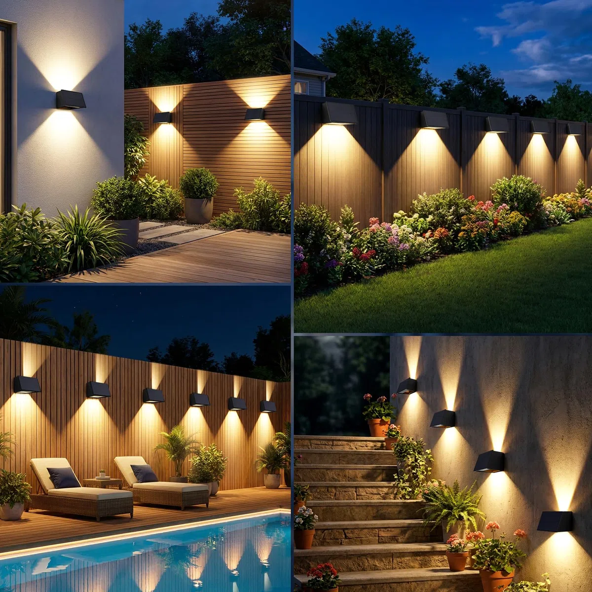 Solarlampen für Außen, Solar Wandleuchte Aussen 3000K Warmweiß, 1800mAh, IP65 Wasserdichte, Solarleuchten Auf und ab Einstellbar Lichtstrahl für Garten Balkon Terrasse Treppen 2 Stück
