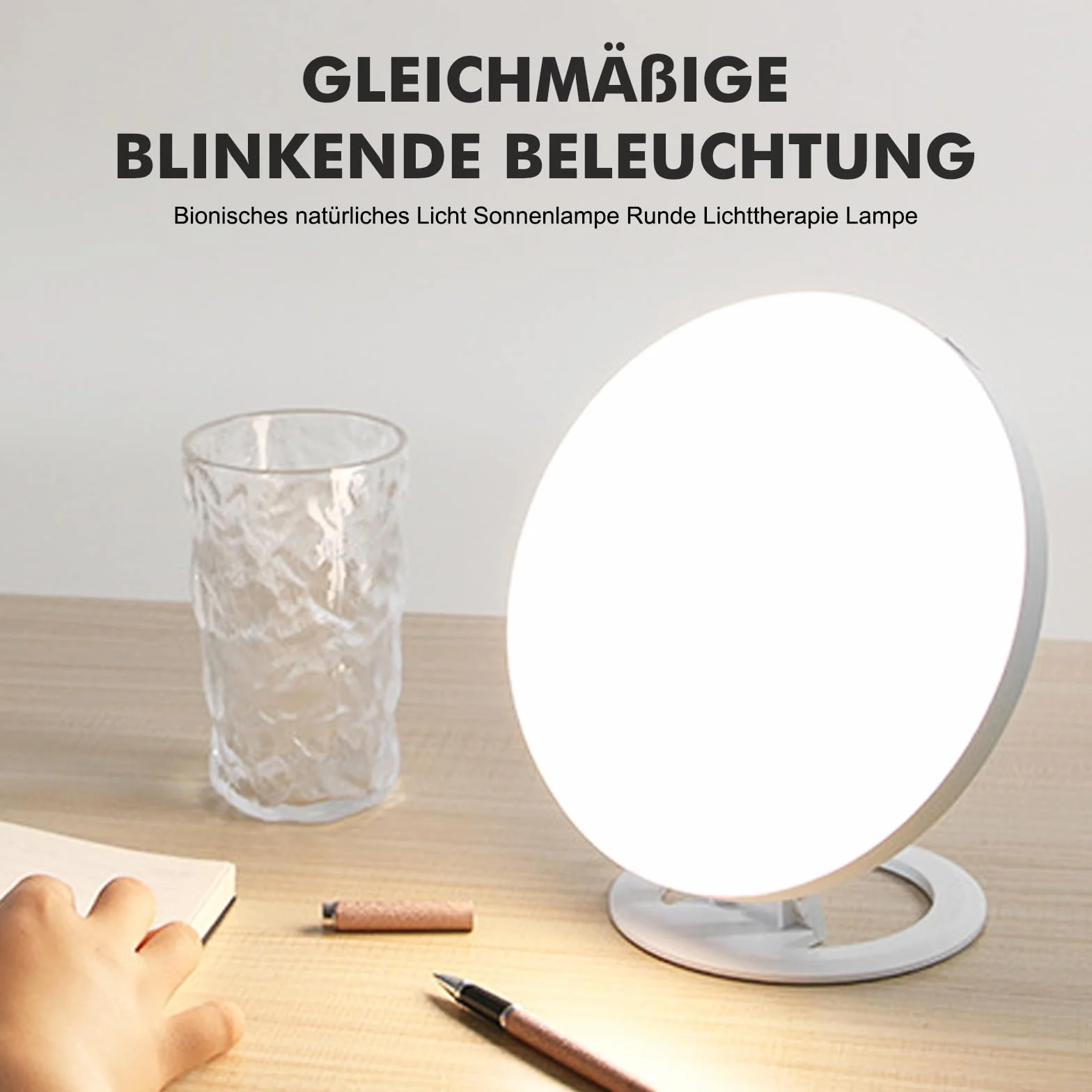 HOSPAOP Tageslichtlampe 10000 Lux, LED Lichttherapielampe UV-freie Tageslicht, LED Sonnenlicht Daylight Lampe mit Stufenlosem Dimmer, Vollspektrumlampe für Büro Schreibtisch Zuhause