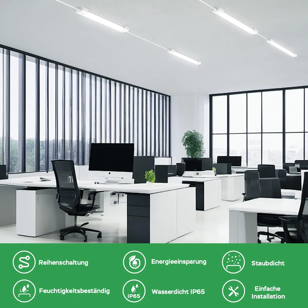 Modlicht Feuchtraumleuchte Led 60cm, 18W 1980LM werkstattlampe 4000K Neutralweiß, LED Deckenleuchte IP65 Wasserfest Wannenleuchte, kellerlampe für Büro Keller Garage Lager