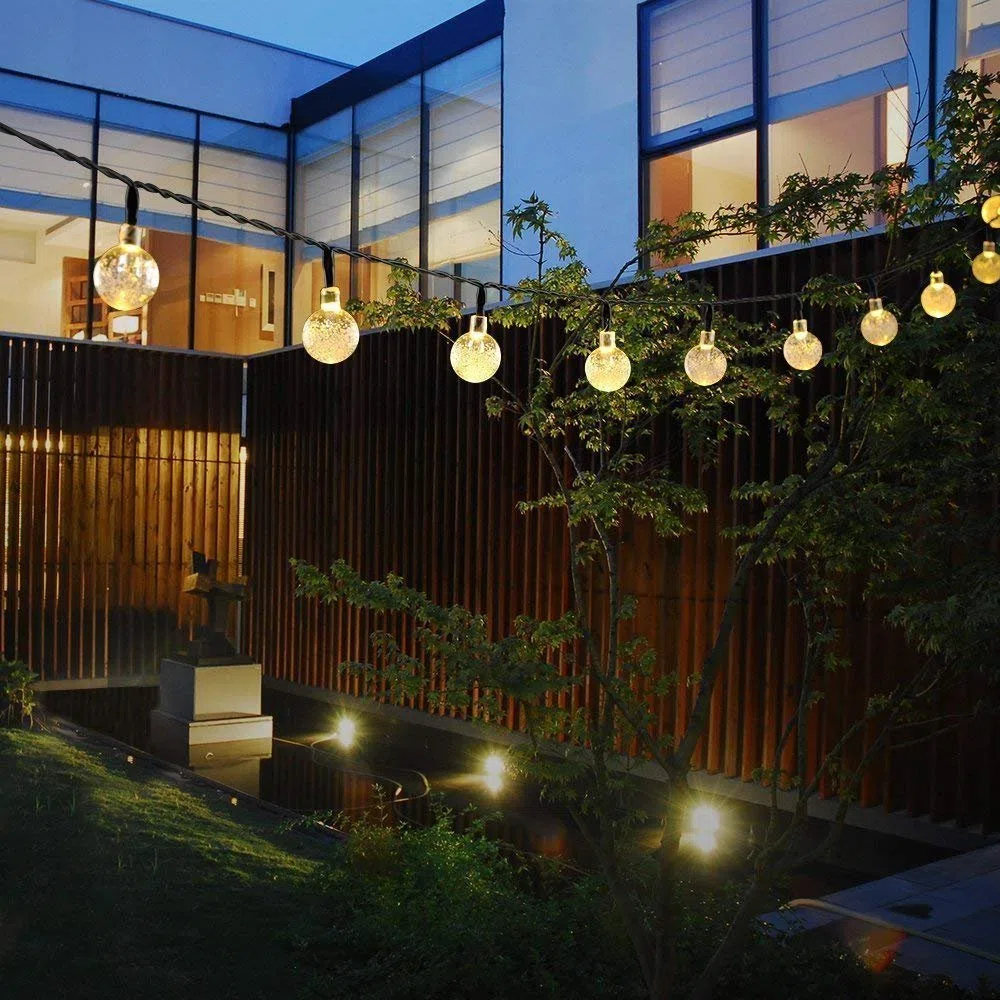 KINGCOO Solar Kristallbälle Lichterkette,6M 30LED Kugel Solar Außenlichterkette Wasserdicht Deko für Garten Party Hochzeit Weihnachtsbeleuchtung (Warmweiß)