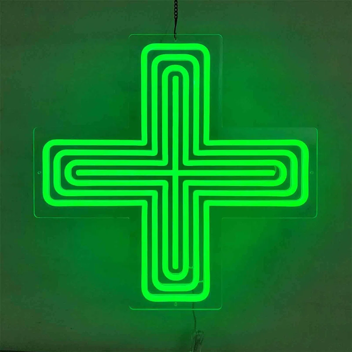 LED-Schild „Medical Cross“ für Apotheken, Acryllampe in Form eines Apothekenkreuzes, Neonschild „Open“ für Wanddekoration, 2 einstellbare Betriebsmodi,48 * 48CM