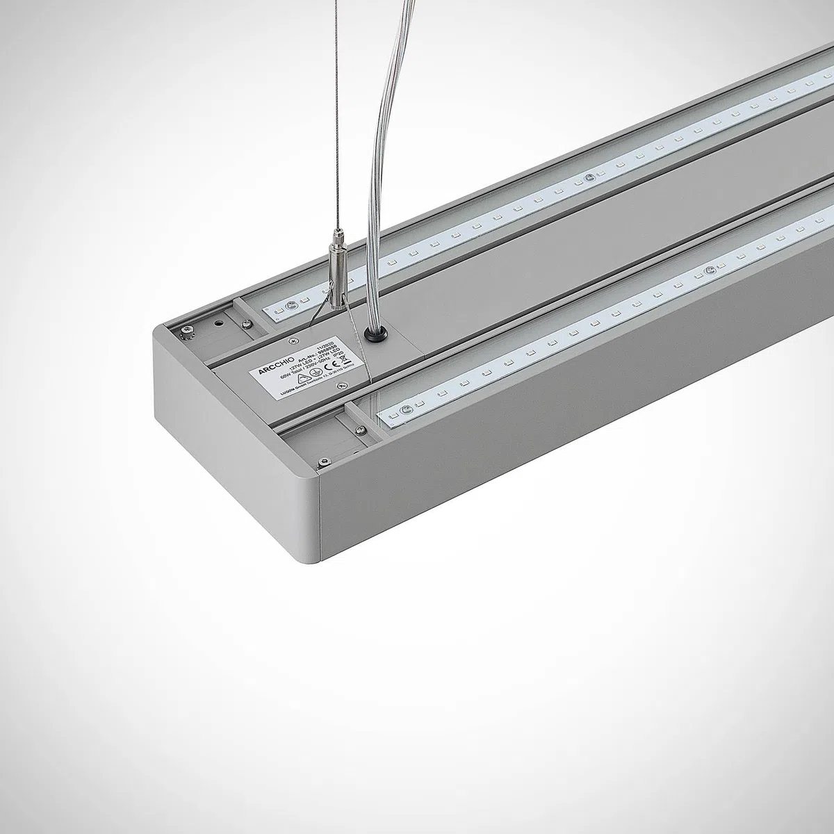 Arcchio LED Büroleuchte Susi (Modern) in Alu aus Aluminium (2 flammig,) - Bürolampe Arbeitsplatzlampe Hängeleuchte Pendelleuchte Deckenleuchte Arbeitszimmerleuchte