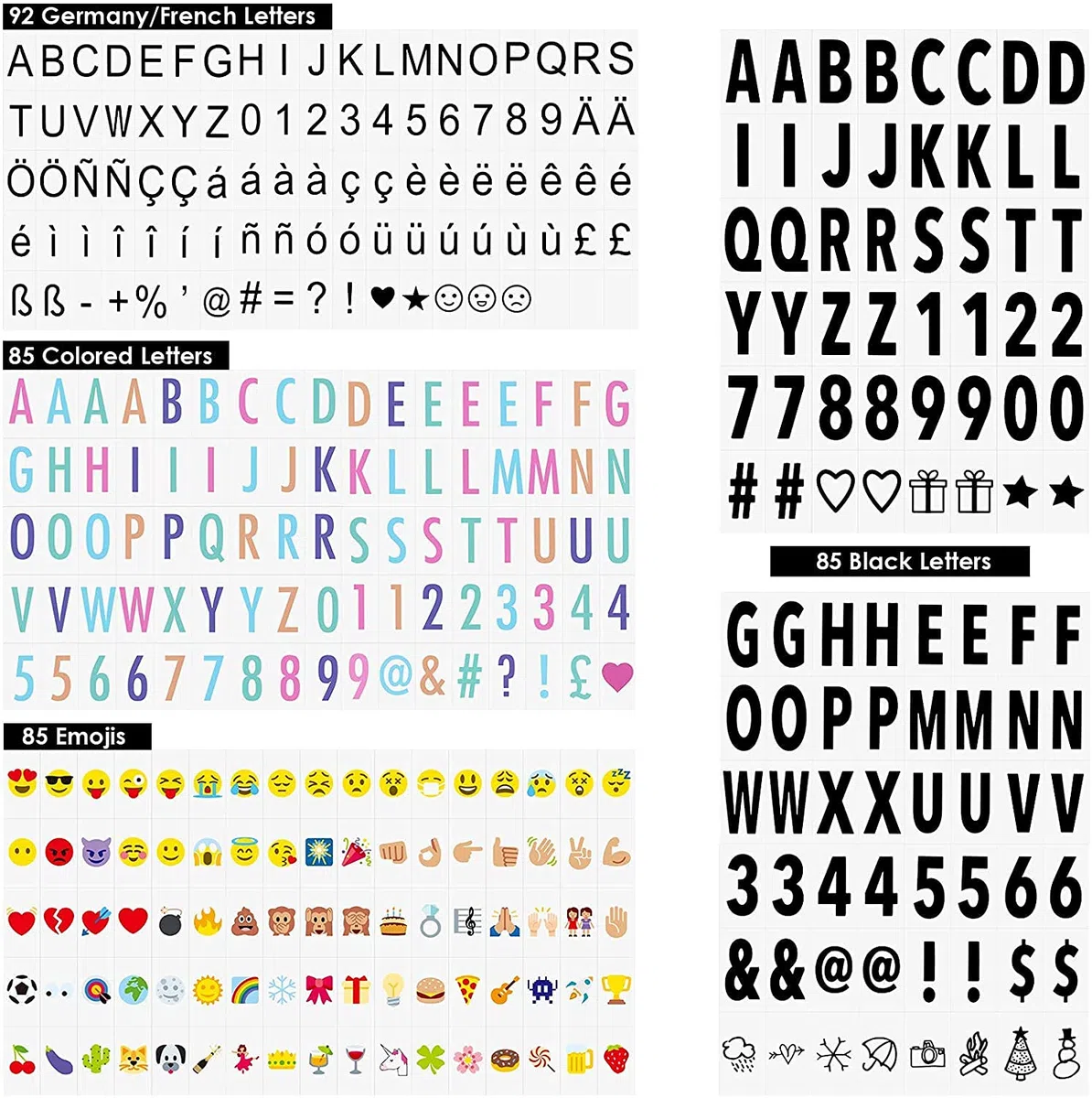 SHYOSUCCE LED Lightbox mit 16 Farbwechsel, 4 Blitzmodi, 262 Buchstaben,85 Emojis, Symbolen Ä Ö Ü ß, Batterie und USB Betrieben, A4 Leuchtkasten für Hochzeiten Geburtstagsfeie Party KTV Bar