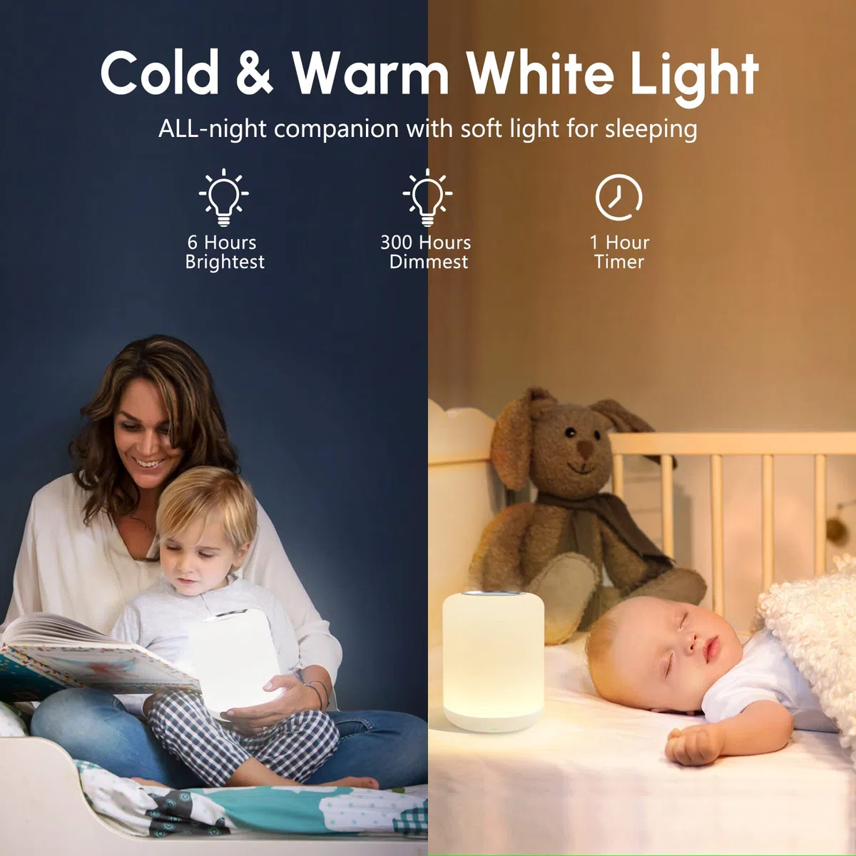 SOLIDEE Nachttischlampe Touch Dimmbar,LED Nachtlicht Baby,mit 256 RGB Warmweißes Tischlampe, Nachtlicht Batterie USB-Aufladung,1-Stunden-Timer fur Schlafzimmer/Wohnzimmer/Kinder/Erwachsene