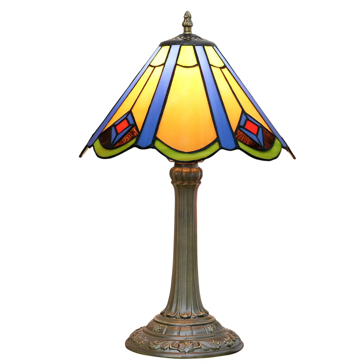 Tiffany Stil Japanische Klassische Tischlampe, 12" Nachttischlampe aus Buntglas, E27, 19" hohes Vintage-Nachtlicht für Büro Wohnzimmer Schlafzimmer Arbeitszimmer