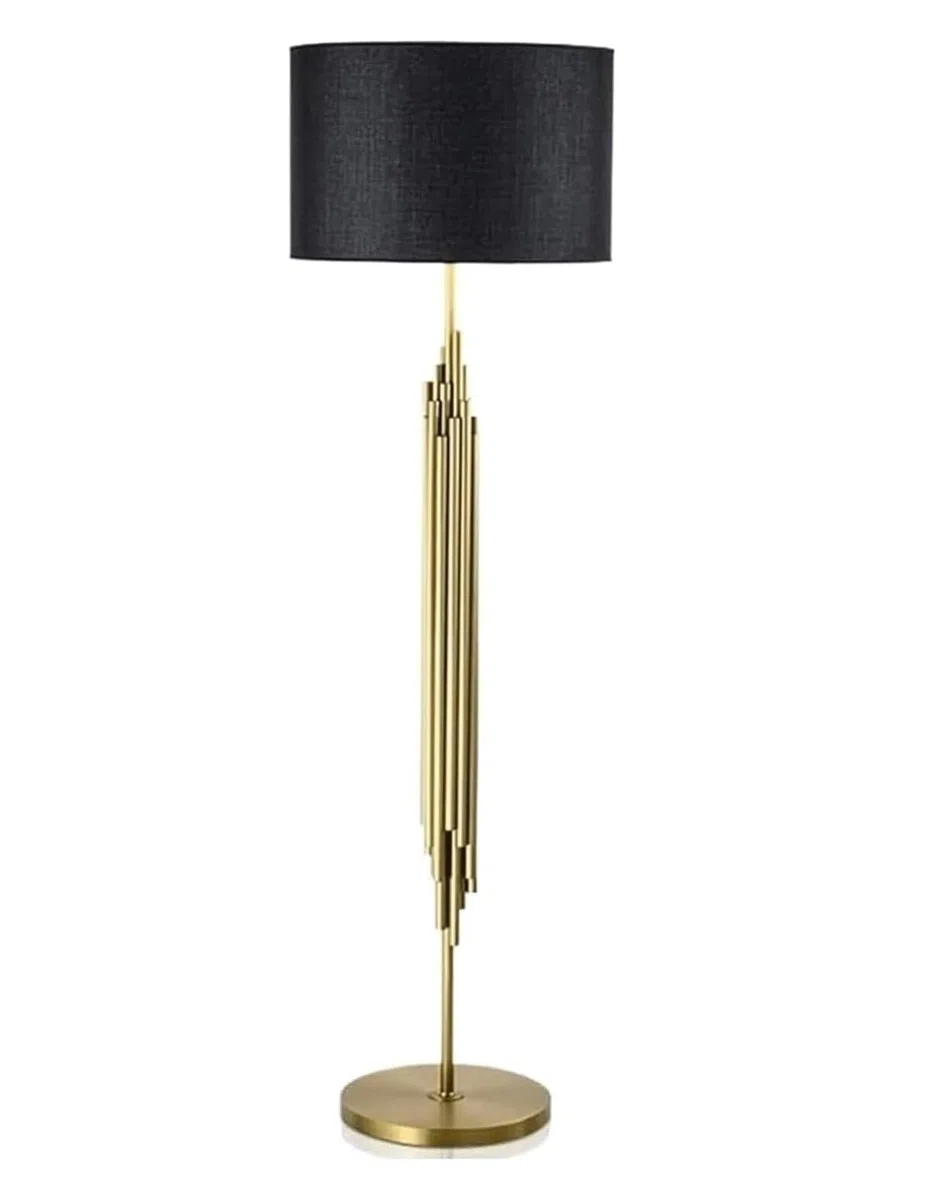 Dimmbare Stehlampe Goldene Schmiedeeisen Stehlampe mit schwarzem Stofflampenschirm Hohe Mastlampe Dekorbeleuchtung Hohe Lampen Stehlampe Stehlampe