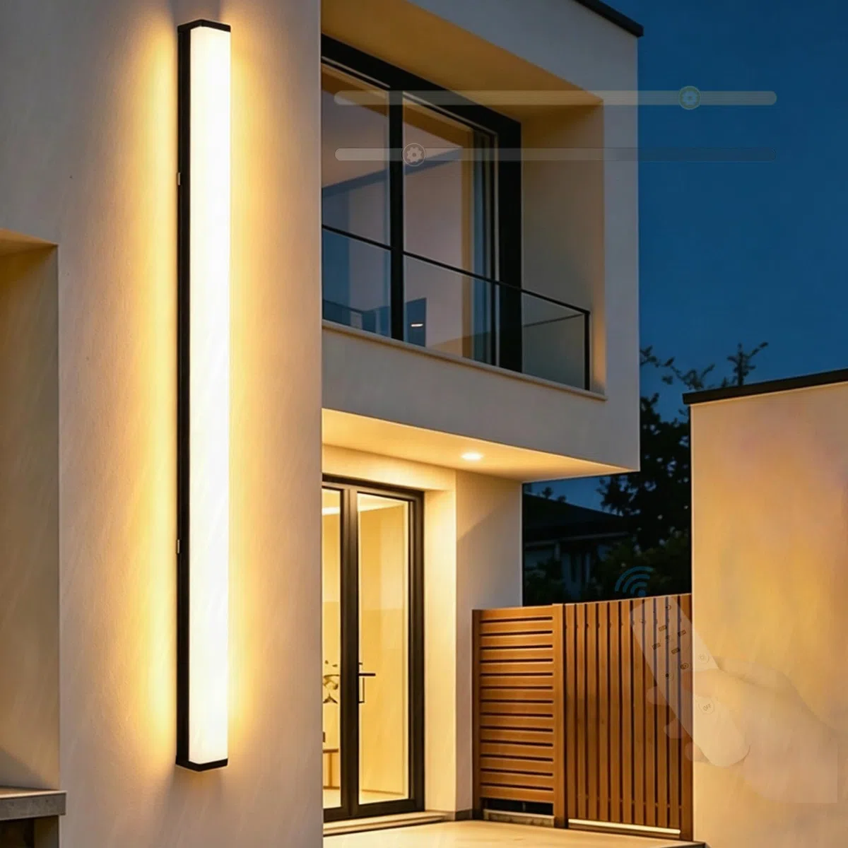 LED Moderne Wandleuchte Aussen IP65 Wasserdicht Dimmbar 3000K-6500K Wandbeleuchtung mit Fernbedienung Lange Außen Wandleuchten für Villa Garten Korridor Terrasse (Schwarz,200cm)