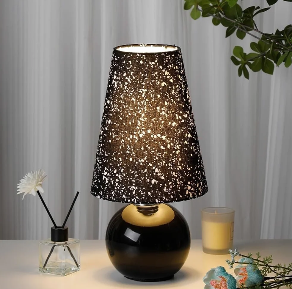 Nachttischlampe Retro Tischlampe Schlafzimmer Keramik Nachttischlampe Stoff Nachtlicht Schlafzimmerlampen