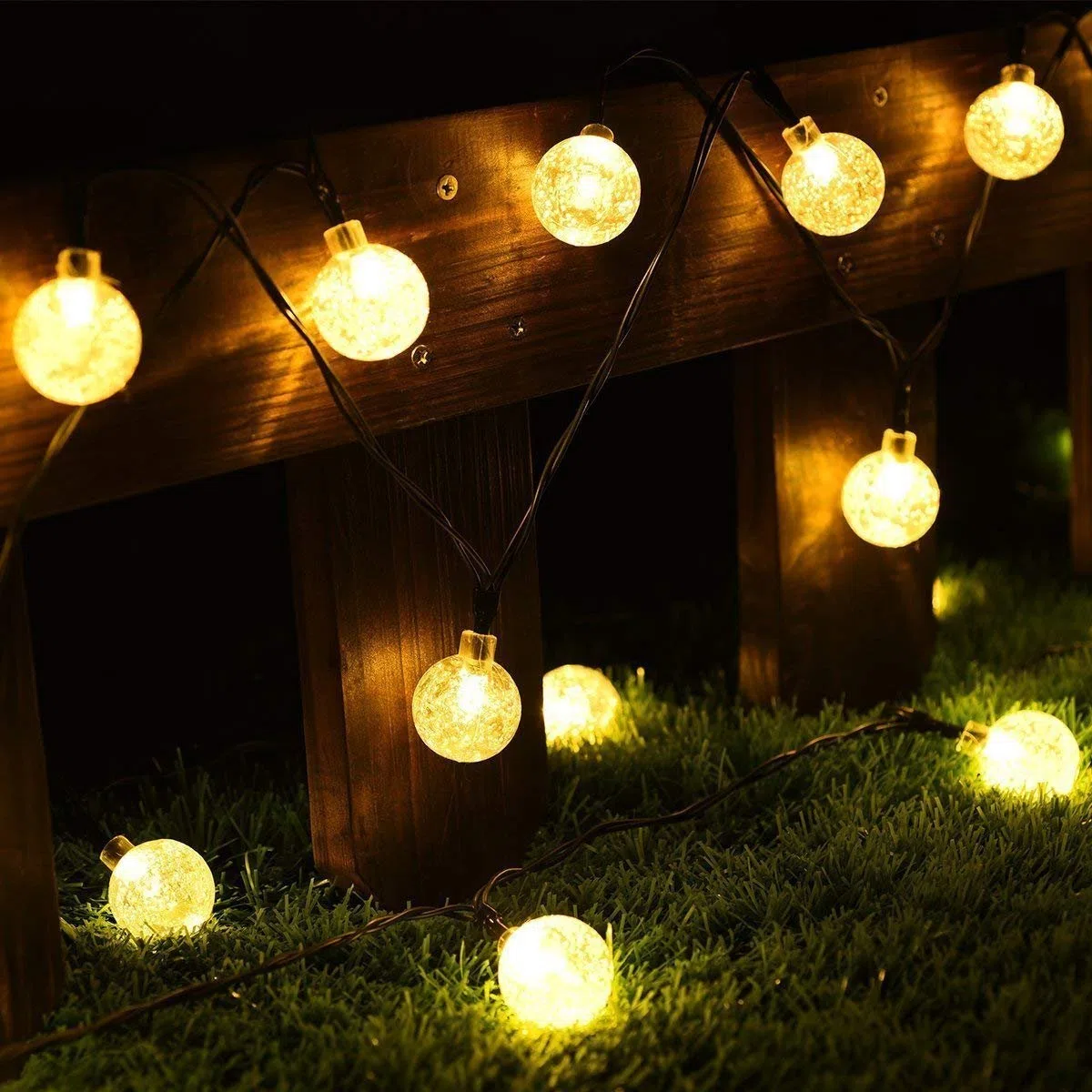 KINGCOO Solar Kristallbälle Lichterkette,6M 30LED Kugel Solar Außenlichterkette Wasserdicht Deko für Garten Party Hochzeit Weihnachtsbeleuchtung (Warmweiß)