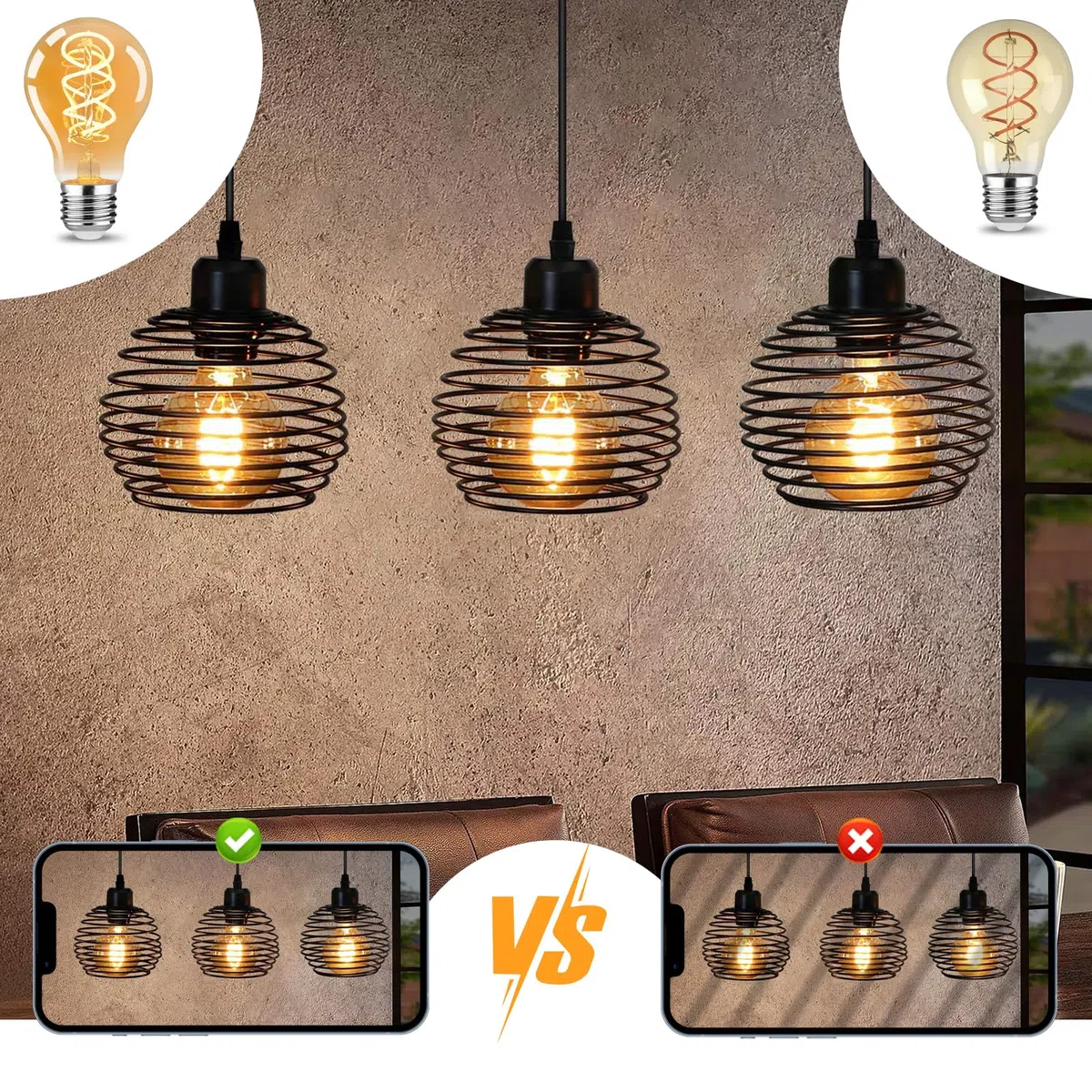 YindaLux Glühbirne E27 LED Warmweiss 2200K Filament Lampe Edison Vintage Leuchtmittel 4W Energiesparlampe Retro Birne Deko für Haus Café Bar 3er A60