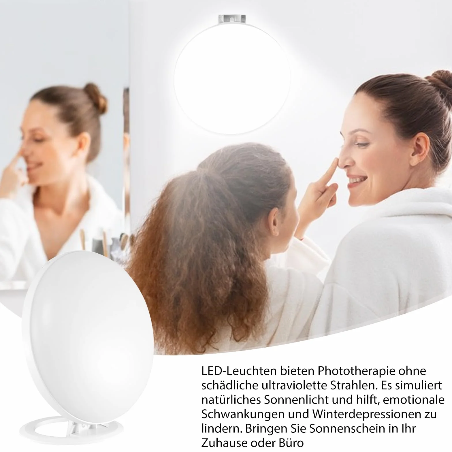 HOSPAOP Tageslichtlampe 10000 Lux, LED Lichttherapielampe UV-freie Tageslicht, LED Sonnenlicht Daylight Lampe mit Stufenlosem Dimmer, Vollspektrumlampe für Büro Schreibtisch Zuhause