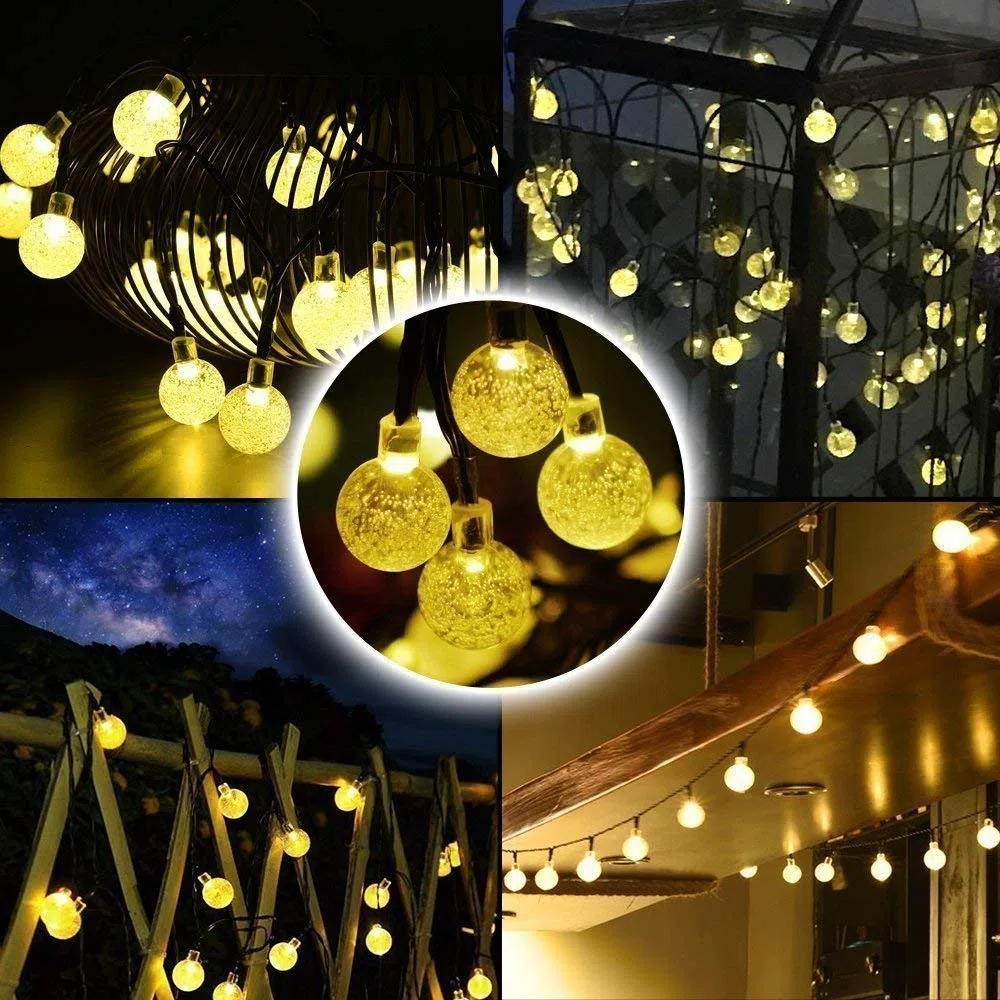 KINGCOO Solar Kristallbälle Lichterkette,6M 30LED Kugel Solar Außenlichterkette Wasserdicht Deko für Garten Party Hochzeit Weihnachtsbeleuchtung (Warmweiß)