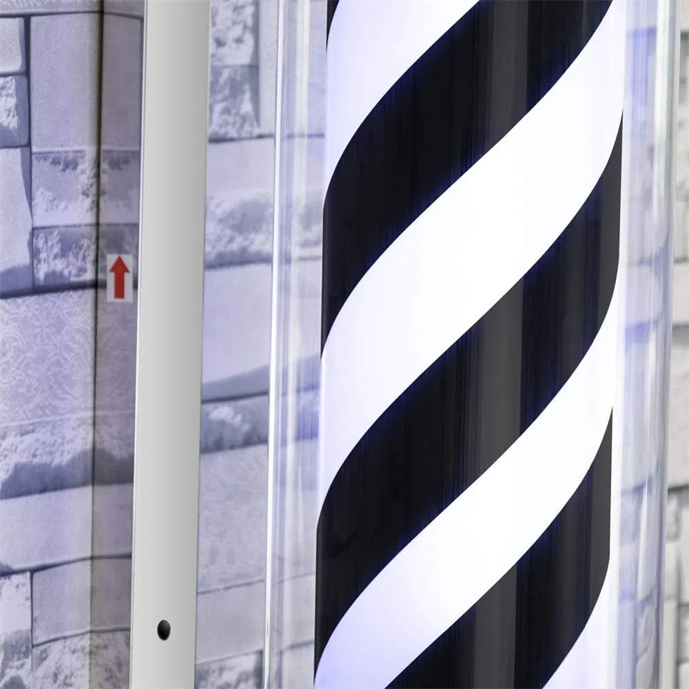 Friseurstangenleuchte, 73 cm, Led-Friseurstange, Friseurstange, Weiß/Schwarz, Rotierende Leuchtstreifen, Wasserdichtes Licht, Friseursalon, Ladenschild, Wandlampe, Außenwandlampe, Dekor