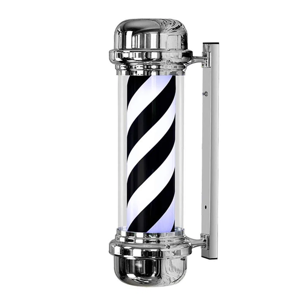 Friseurstangenleuchte, 73 cm, Led-Friseurstange, Friseurstange, Weiß/Schwarz, Rotierende Leuchtstreifen, Wasserdichtes Licht, Friseursalon, Ladenschild, Wandlampe, Außenwandlampe, Dekor