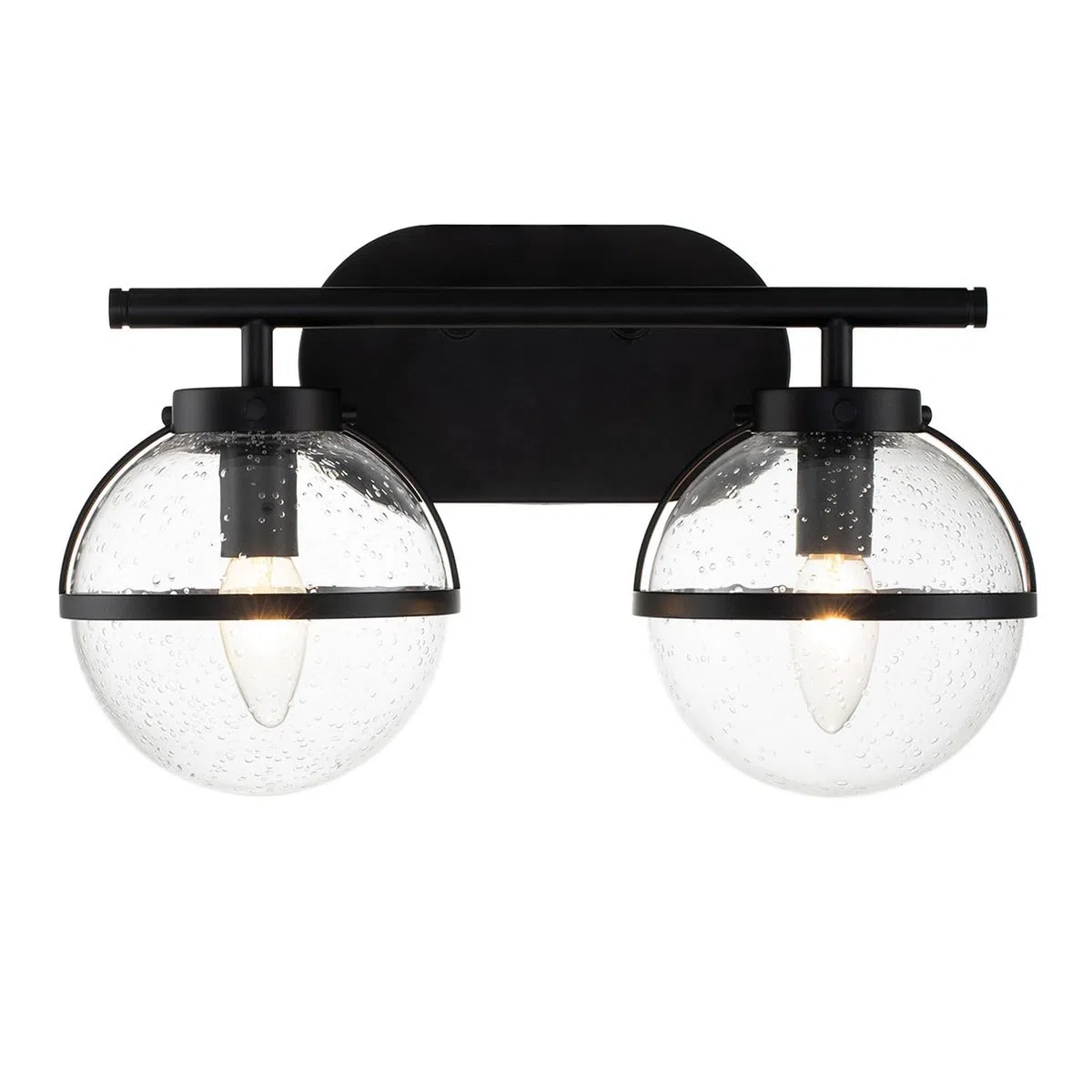 Badlampe Wand Metall Glas IP44 B: 38,1 cm Schwarz 2-flammig Kugelschirm Jugendstil Spiegel Licht Wandlampe Badezimmer Spiegelleuchte