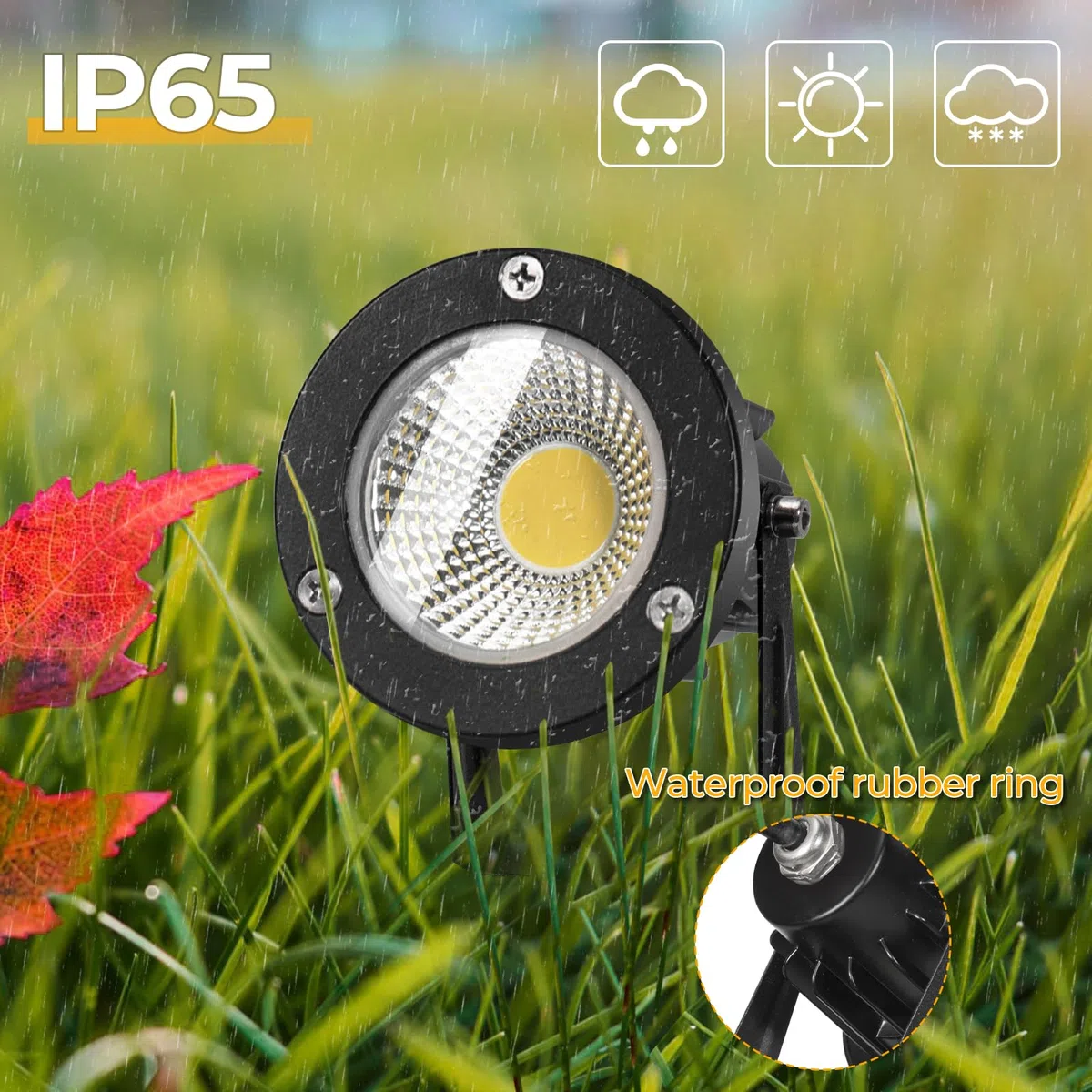 Milpoel COB LED Strahler mit Klemme, 7W, 3m Kabel, IP65 Wasserdicht, Außen- & Innenbeleuchtung (Warmweiß, 1)