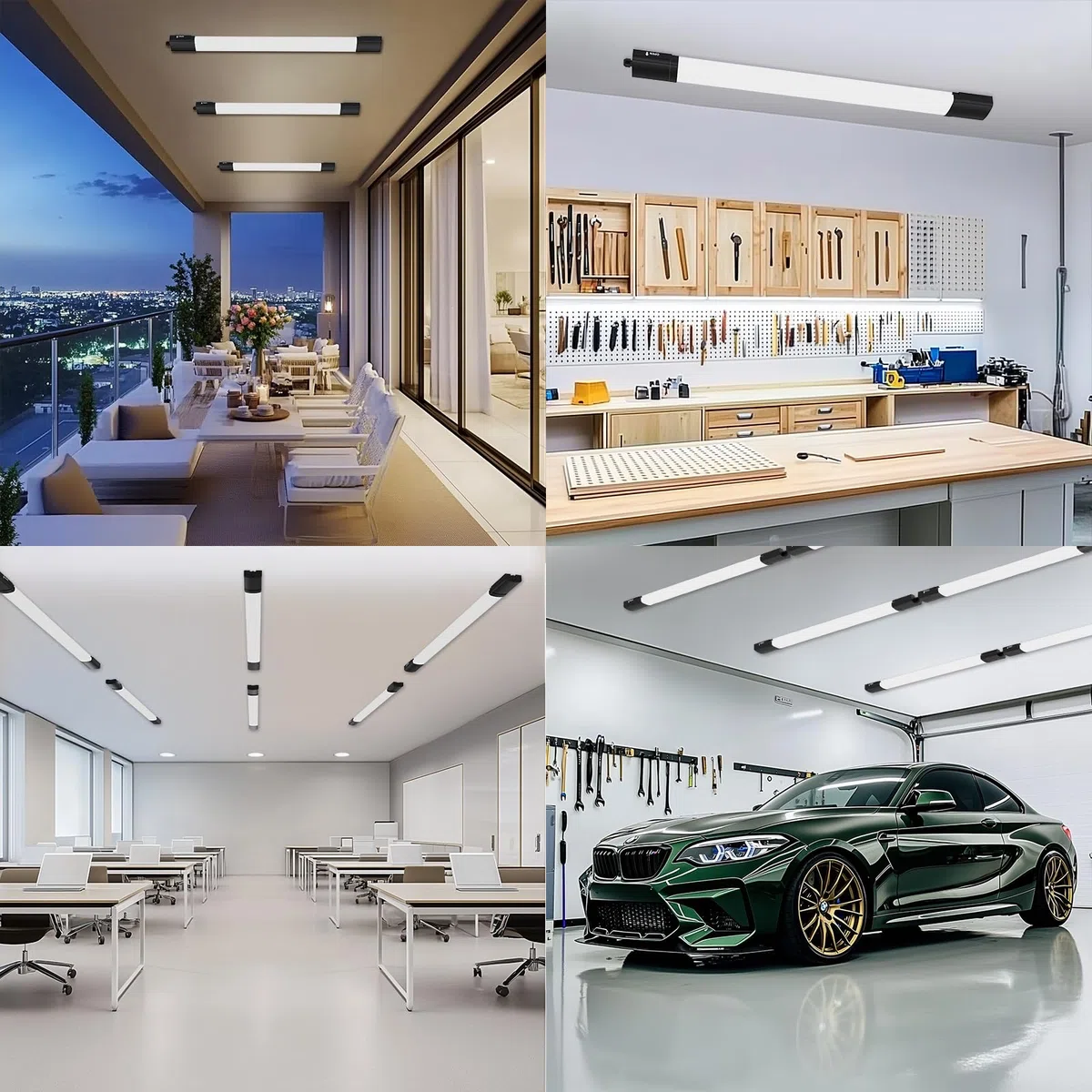 ANTENLICHT LED Feuchtraumleuchte 60CM mit 18W 1980Lumen Kaltlweiß 5000k, Einfache Montage Wannenleuchte Flach Deckenleuchte Wasserfest IP65 Werkstattlampe für Büro Keller Garage, Schwarz