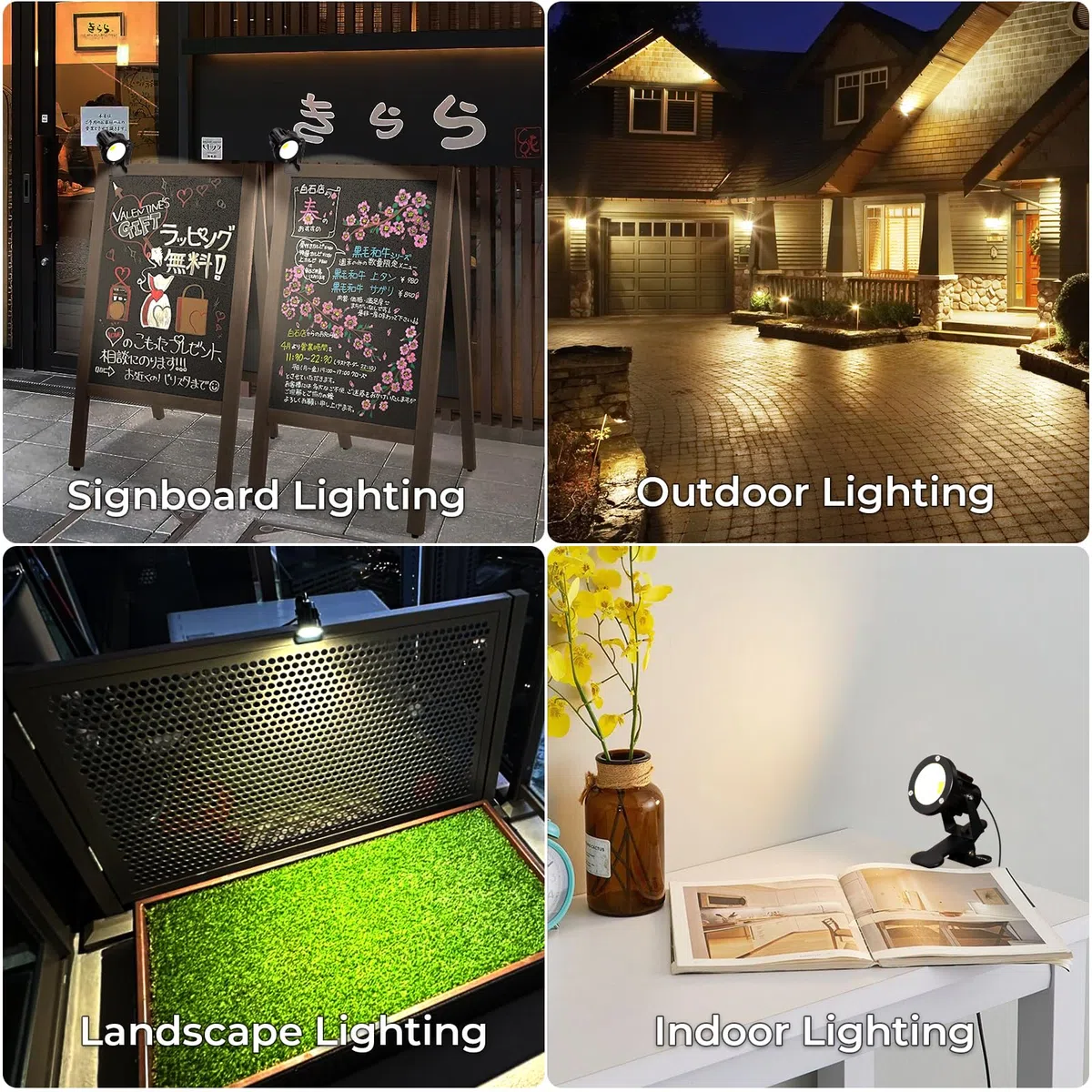 Milpoel COB LED Strahler mit Klemme, 7W, 3m Kabel, IP65 Wasserdicht, Außen- & Innenbeleuchtung (Warmweiß, 1)